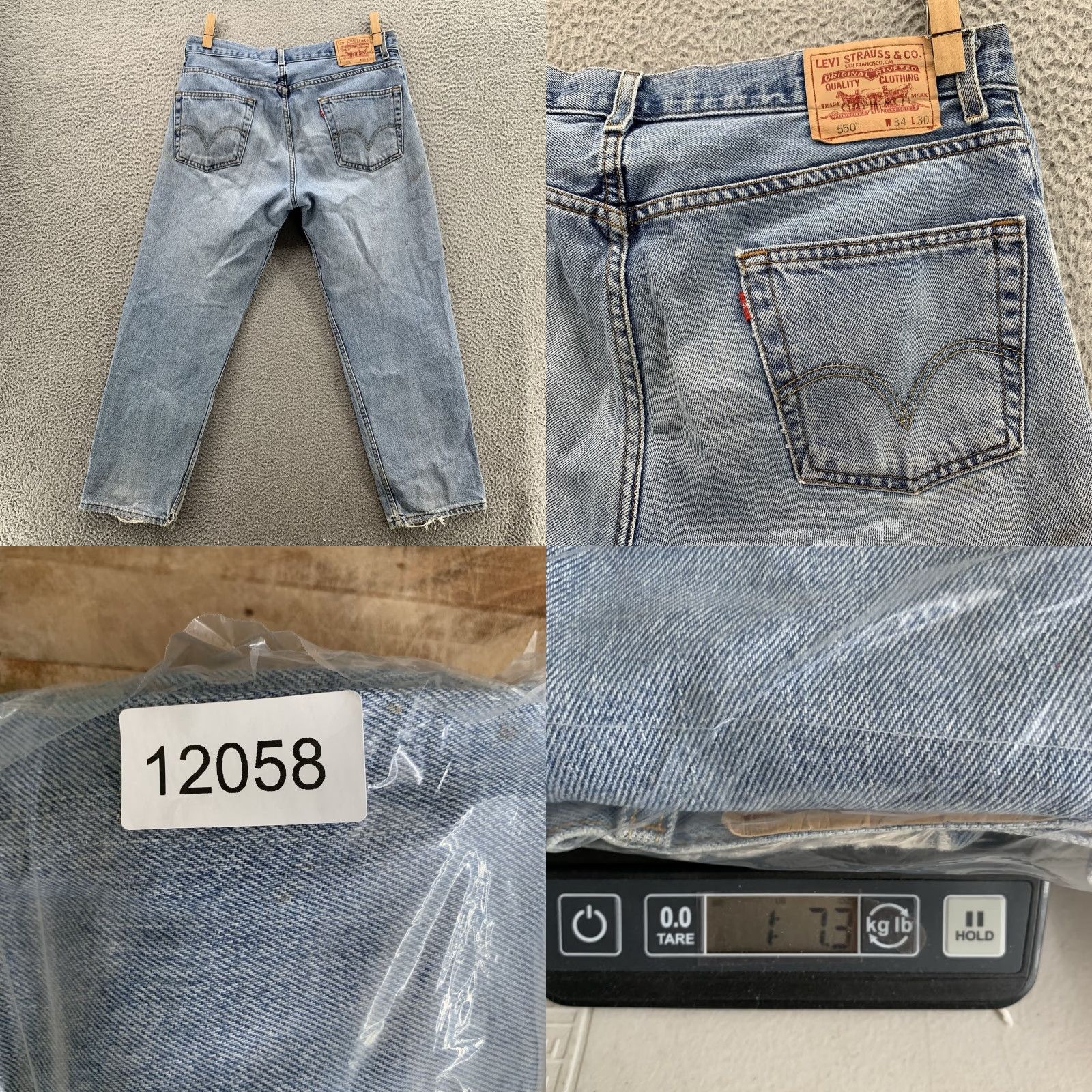 Levi's VINTAGE Levis 550 Jeans Mens 34x28 Blue Straight Washed Denim Pants 90s Baggy Skate Y2K Men Jeans Size US 34 / EU 50 - 9 Thumbnail