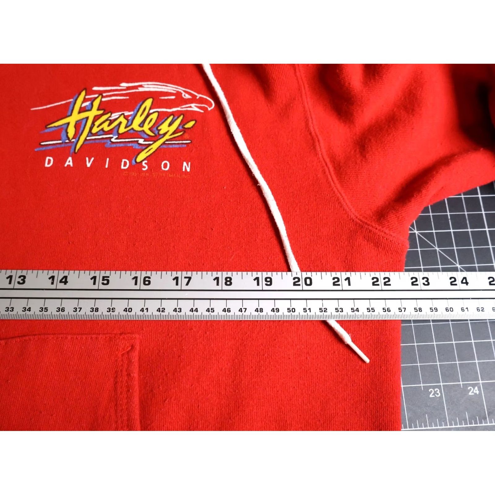 Harley Davidson VINTAGE Harley-Davidson Hoodie Mens Large Red 80s Full Zip Graphic Print Pockets Bar/City/Retro (Hanes Tag) Size US L / EU 52-54 / 3 - 5 Thumbnail