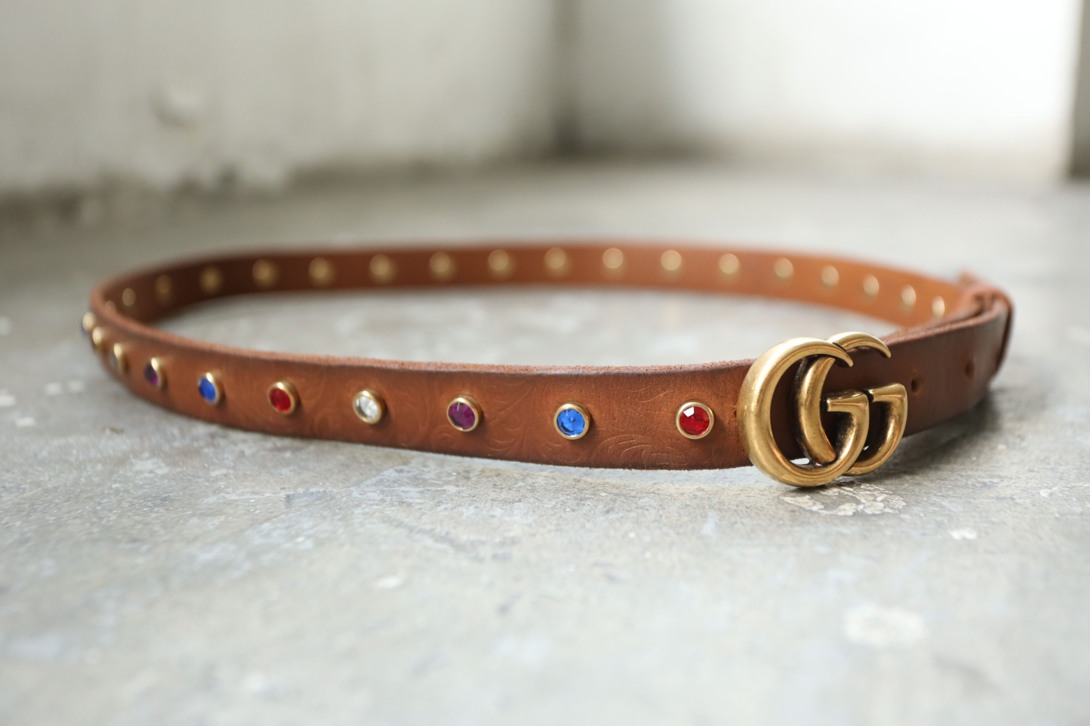 Gucci Gucci - GG Marmont Crystal Thin Belt Size ONE SIZE - 1 Thumbnail