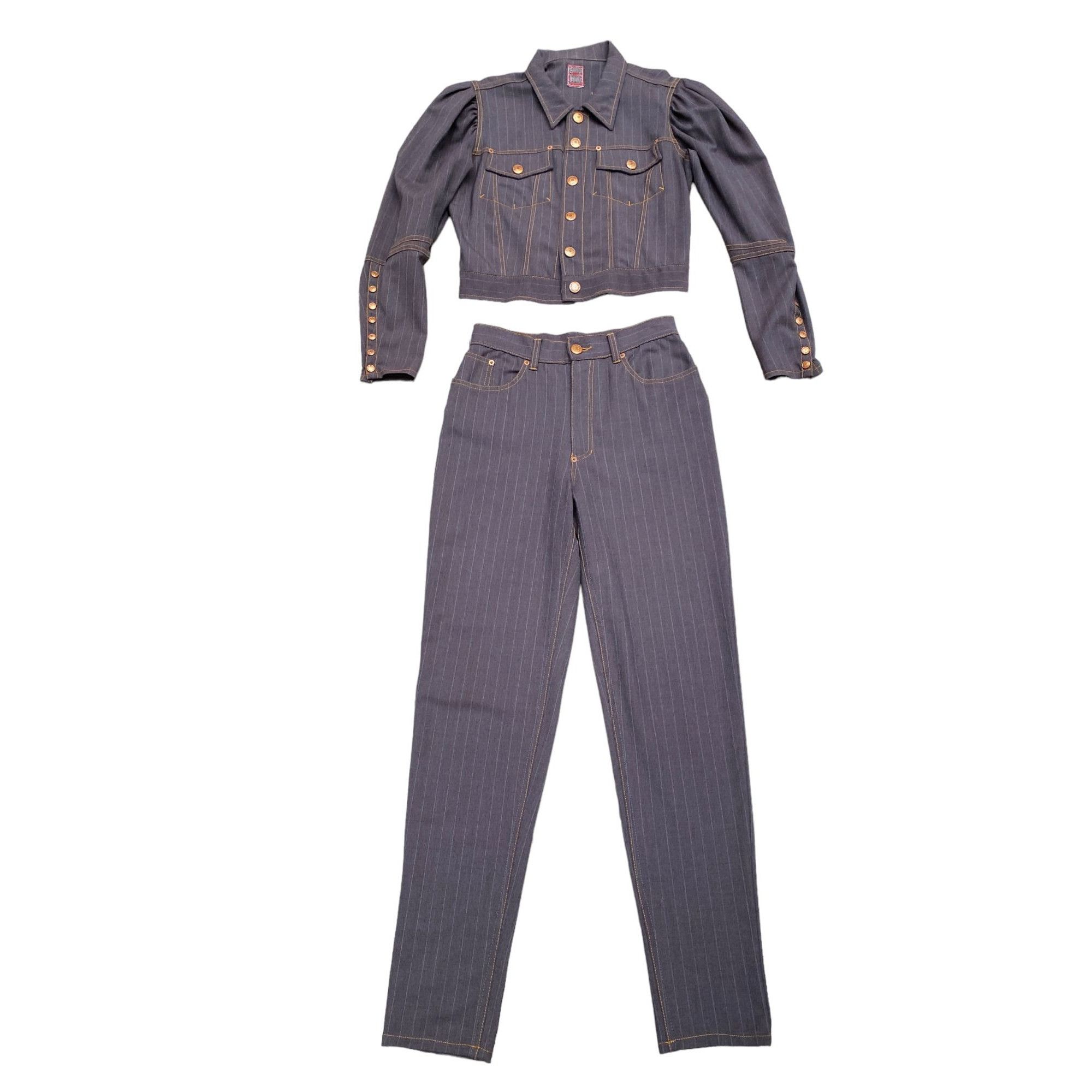 image of Jean Paul Gaultier Vintage Brown Striped Pants Set, Women's (Size Medium)