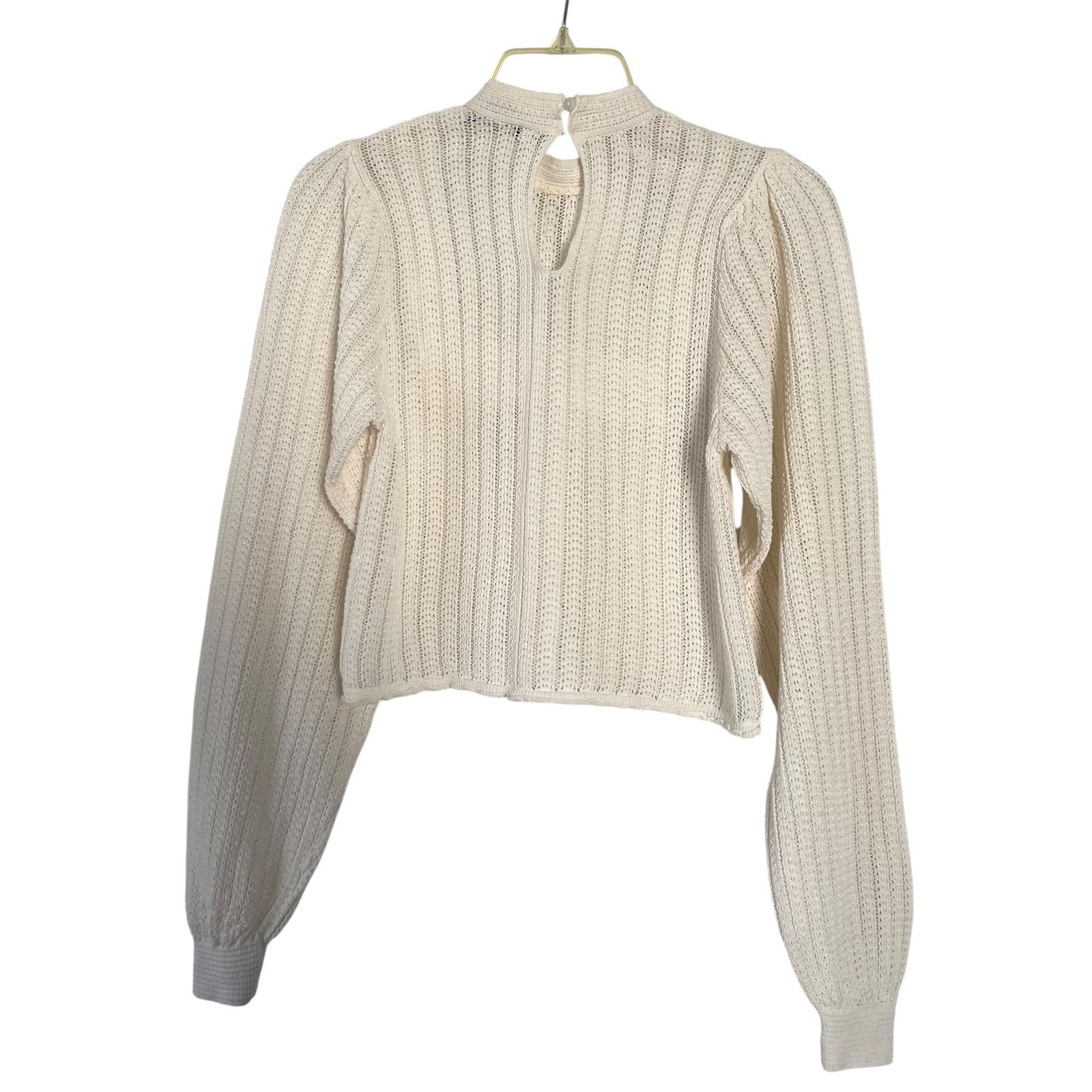 Zara Zara Romantic Sheer Knit Top Lace Trim High Neck Top Size S / US 4 / IT 40 - 6 Thumbnail