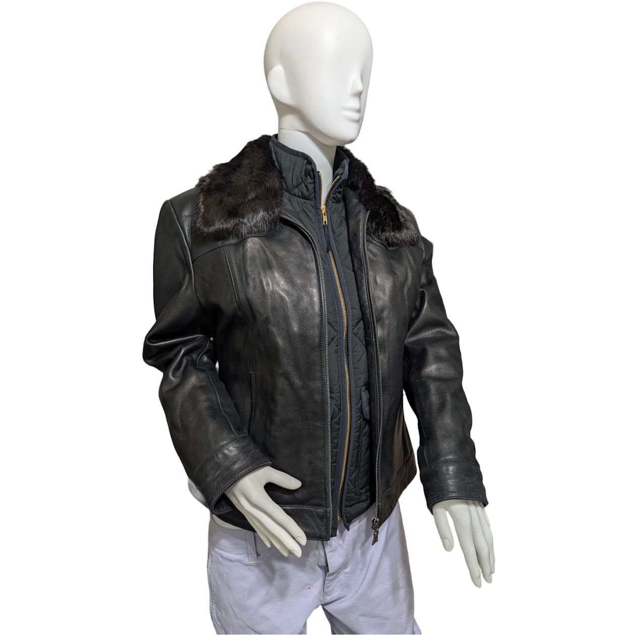 Other Harold's Leather Cropped Jacket with Removable Mink Collar Size L / US 10 / IT 46 - 5 Thumbnail