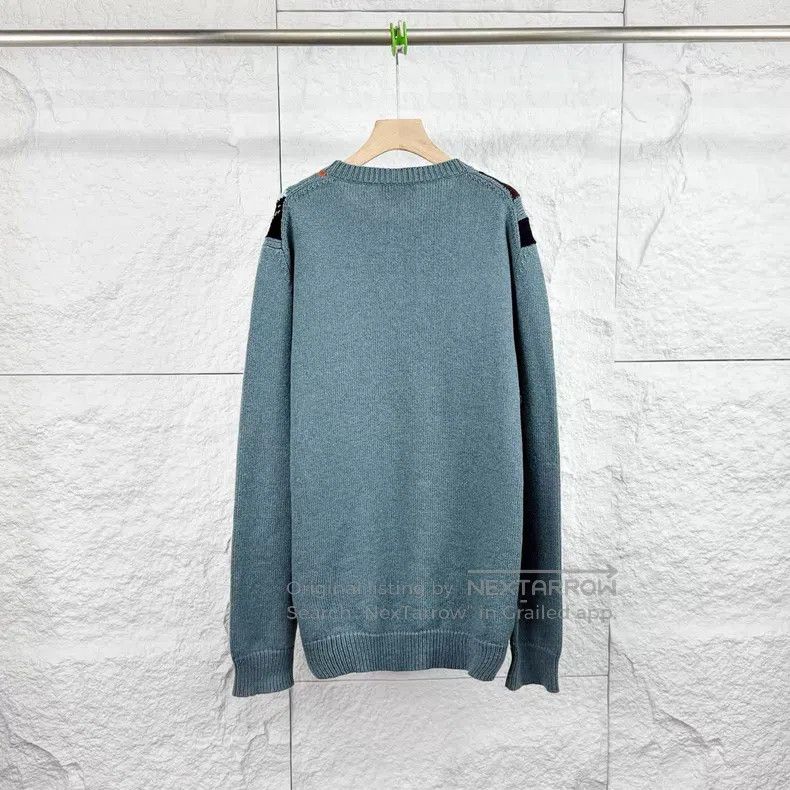 Hermes Hermes Blue Patchwork Crewneck Sweater Size US XXL / EU 58 / 5 - 2 Thumbnail