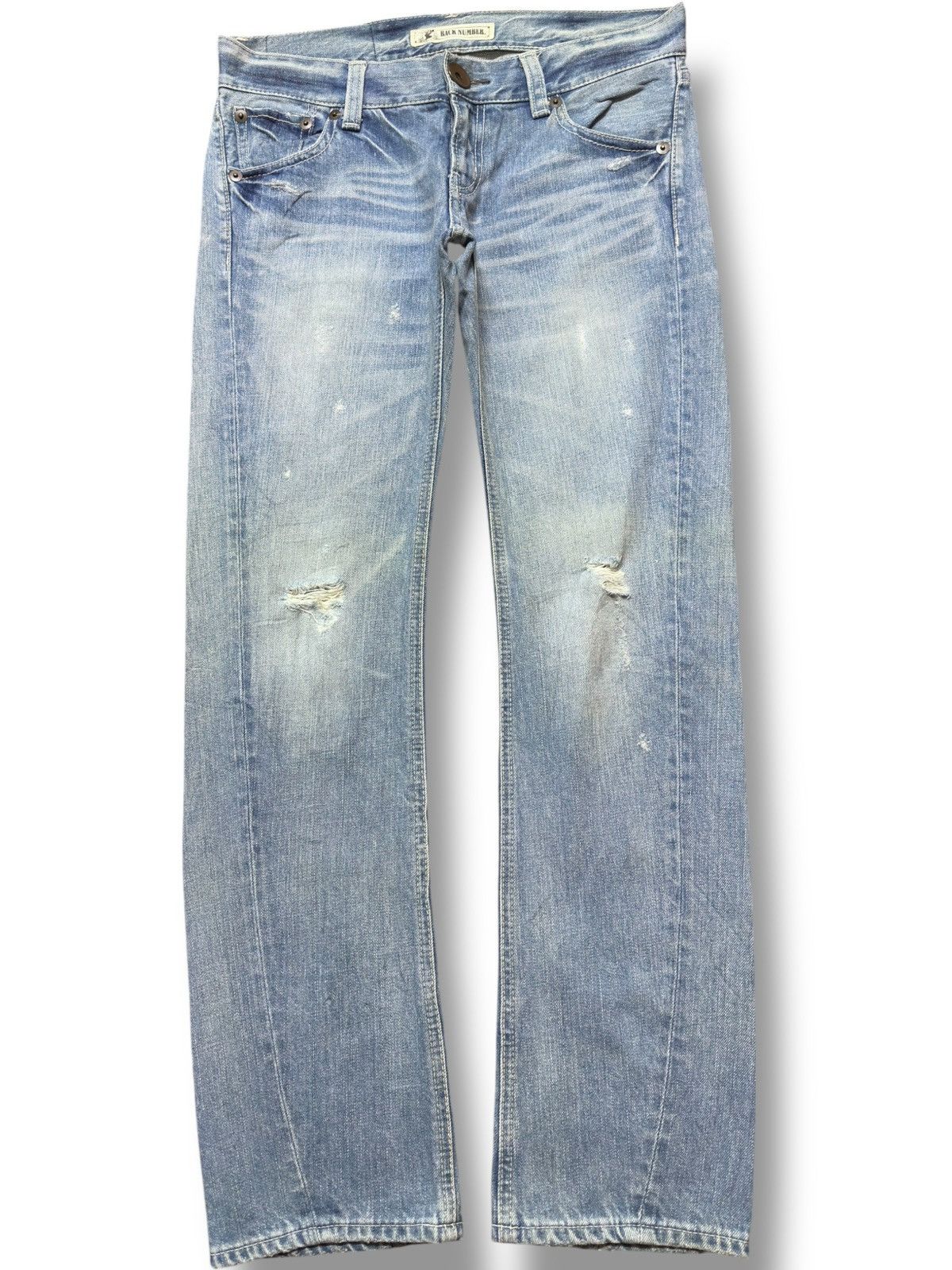 Numbers Vintage Back Number Faded Curve Leg Distressed Denim Size US 33 - 1 Thumbnail