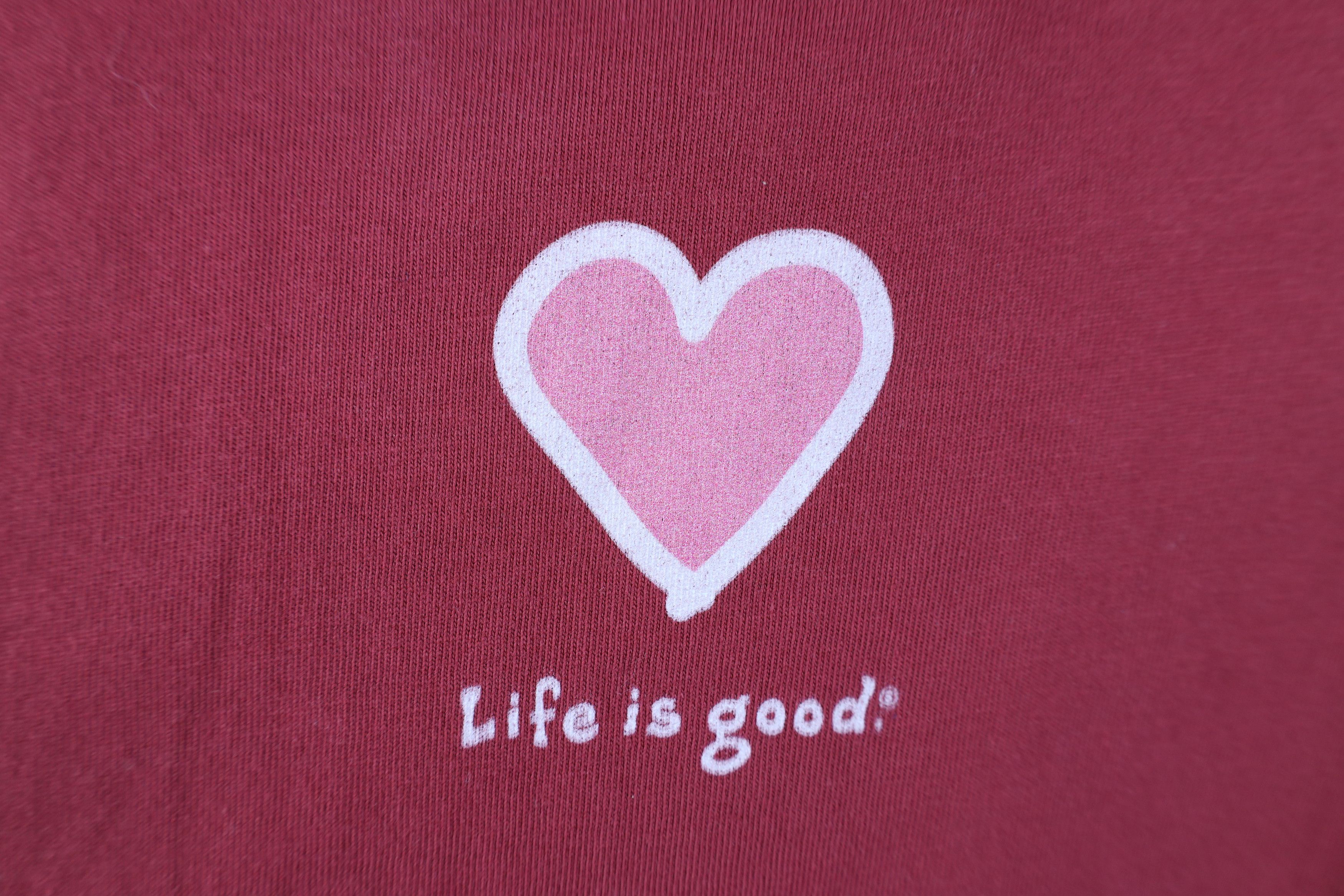 Life is Good Life Is Good Spell Out Heart Long Sleeve T-Shirt Red Cotton Size M / US 6-8 / IT 42-44 - 4 Thumbnail