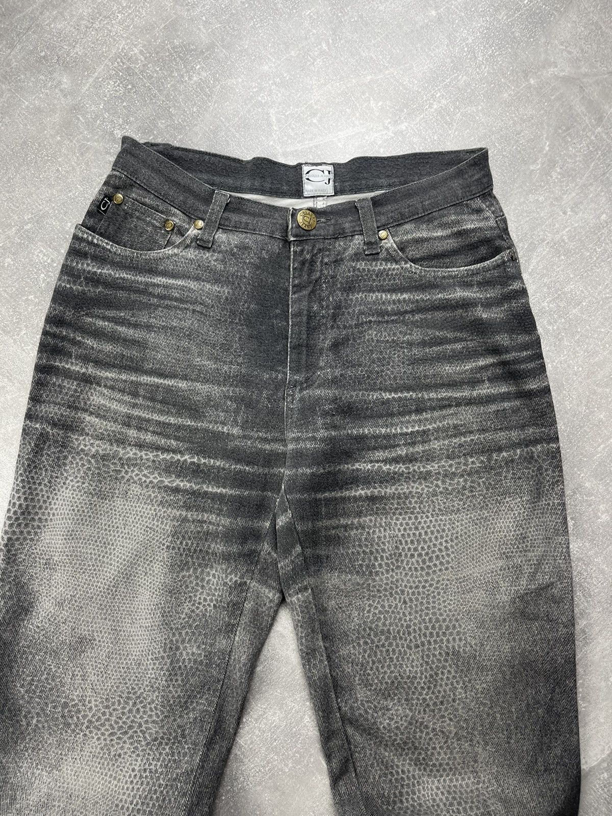 Roberto Cavalli Cavalli Jeans 2000s Snake Effect Gradient Denim Jeans Grey Size 31" - 8 Thumbnail