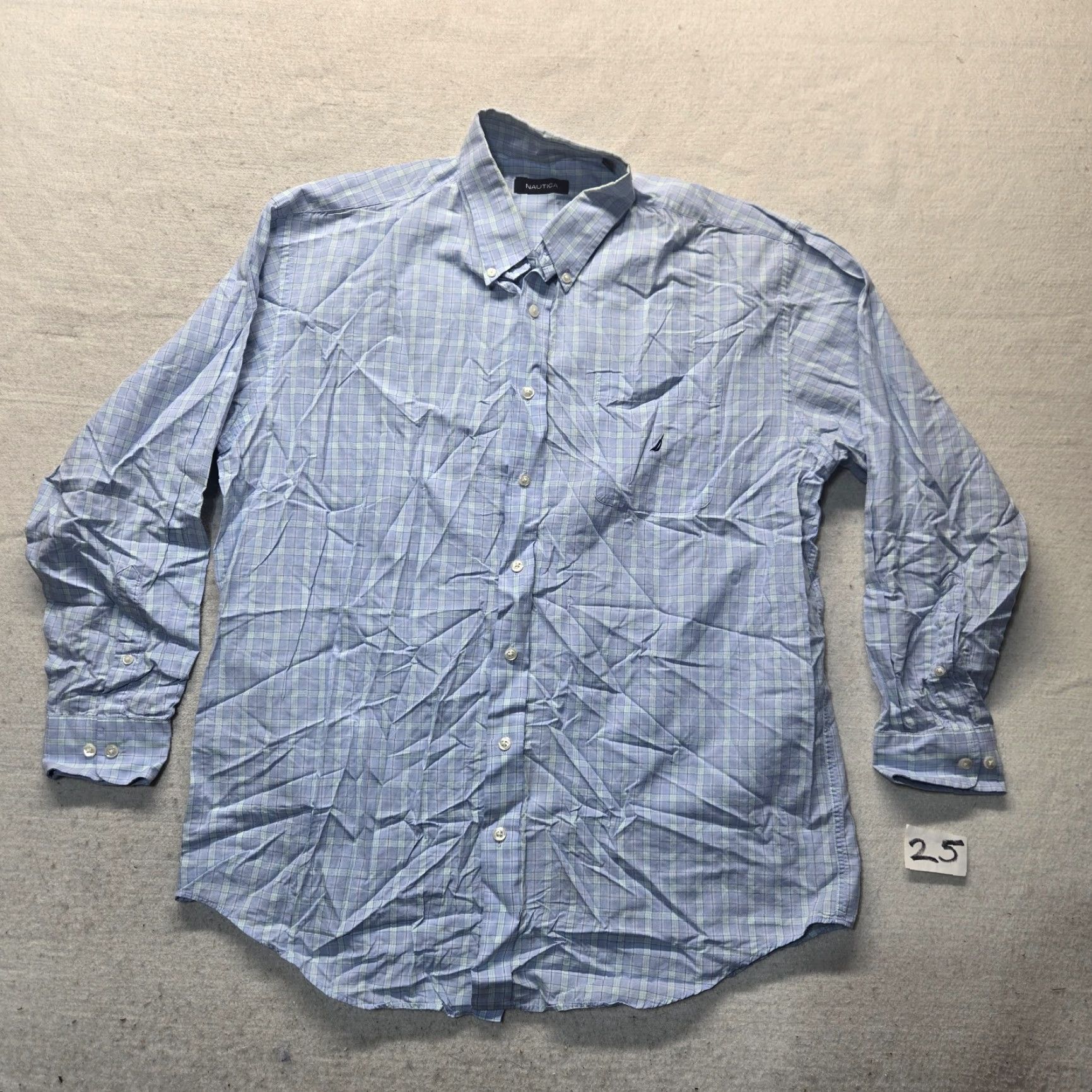 Nautica Nautica Button-Up Shirt Plaid Long Sleeve Cotton Adult Men's Size L Blue Button-Down Collared Wrinkle Resistant Shirt Mens Size US L / EU 52-54 / 3 - 2 Thumbnail