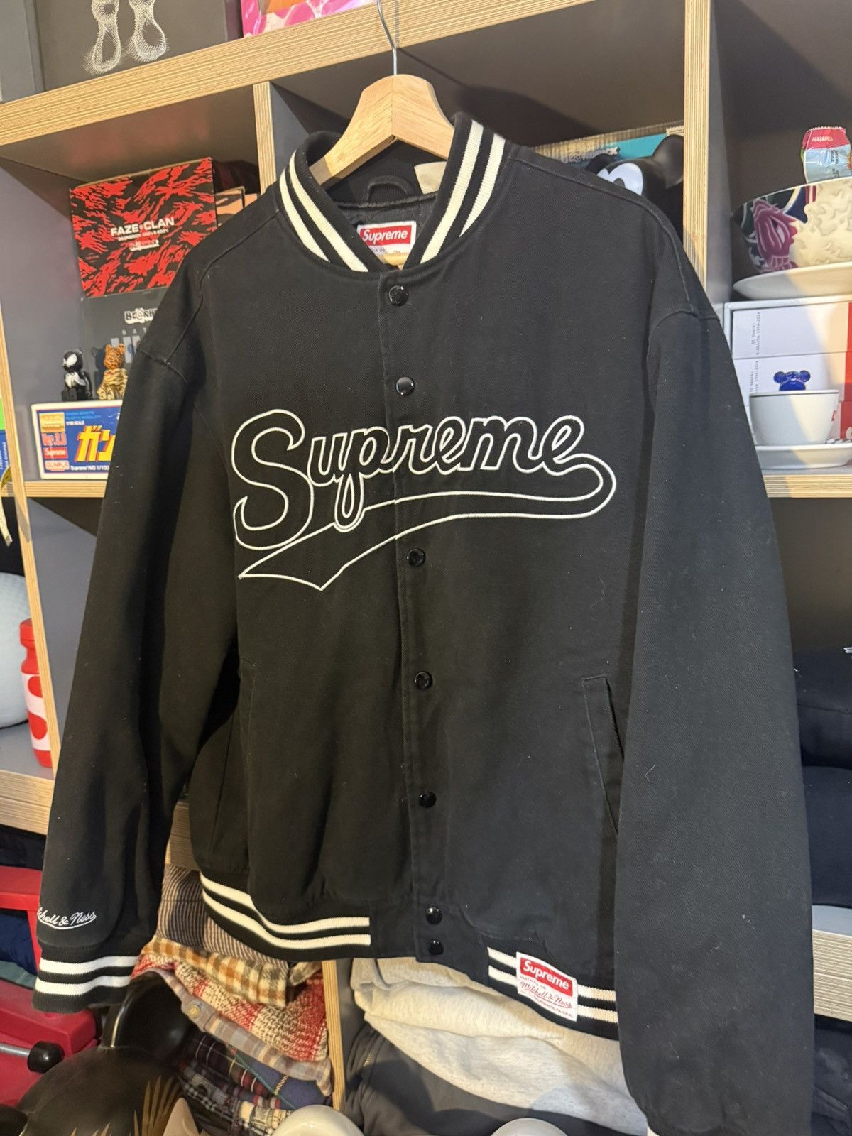 Mitchell & Ness × Supreme Supreme Black Doughboy Twill Varsity Jacket Size US M / EU 48-50 / 2 - 2 Thumbnail