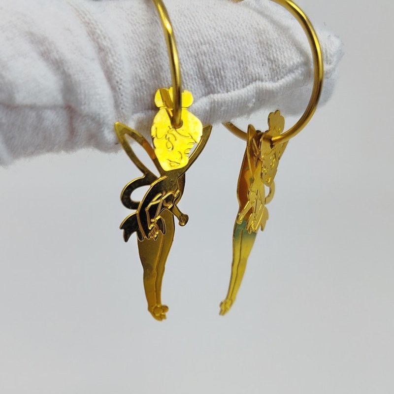 Disney Disney Signed Gold Tone Tinkerbell Dangle Earrings Size ONE SIZE - 5 Thumbnail