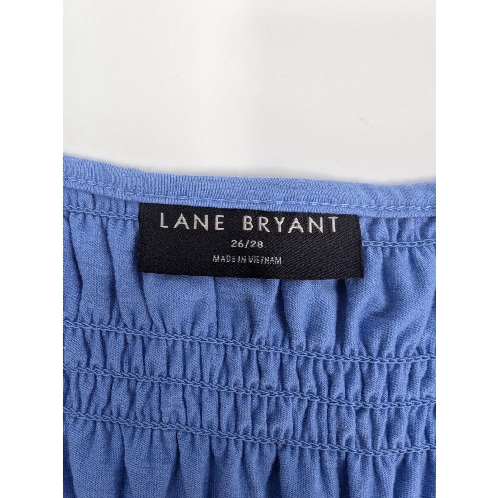 Vintage Lane Bryant Women's Blouse Shirt V-Neck Flutter Sleeve Smocked Peplum Top Size 26/28 Blue) Size 4XL / US 24-26 - 6 Thumbnail
