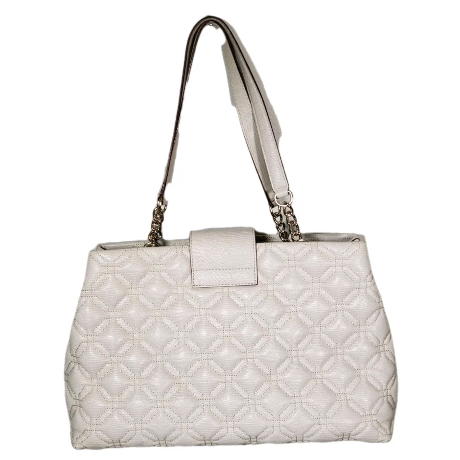 Vintage Kate Spade Astor Court Elena Quilted Handbag Ivory Leather Women Large Size ONE SIZE - 4 Thumbnail