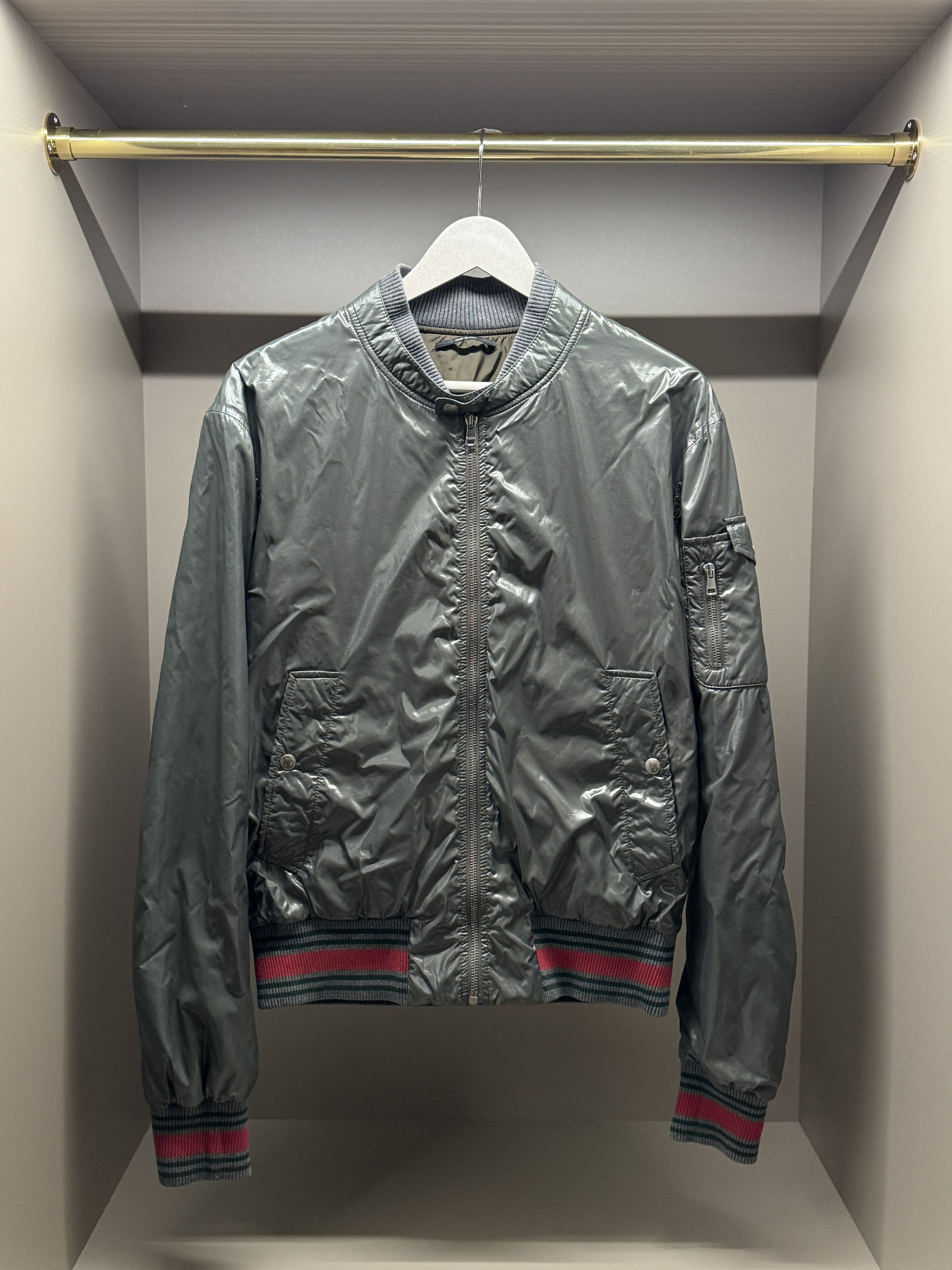 Gucci metallic khaki bomber jacket
