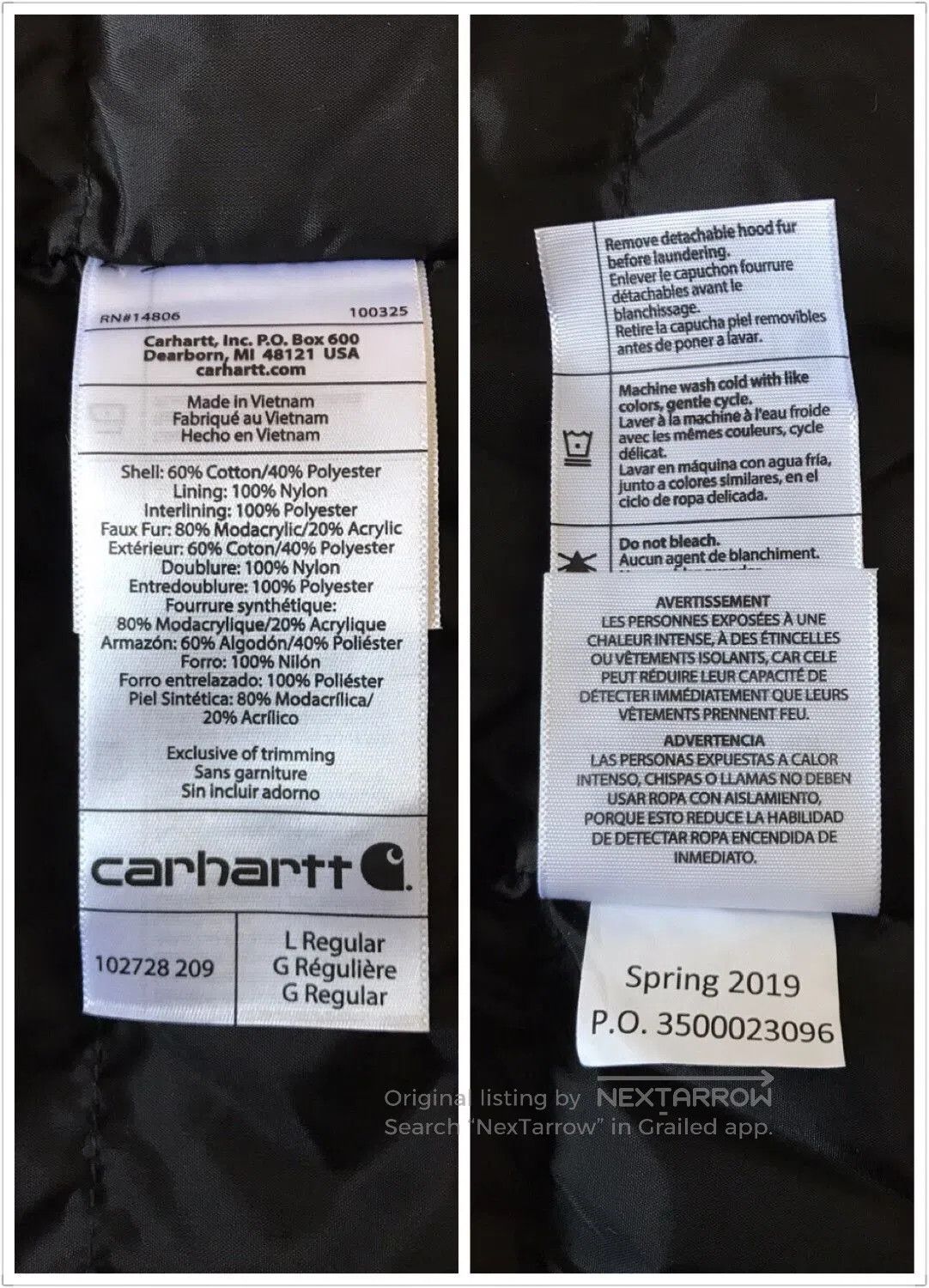 Carhartt Carhartt 102728 Parka Coat. Size US L / EU 52-54 / 3 - 9 Thumbnail