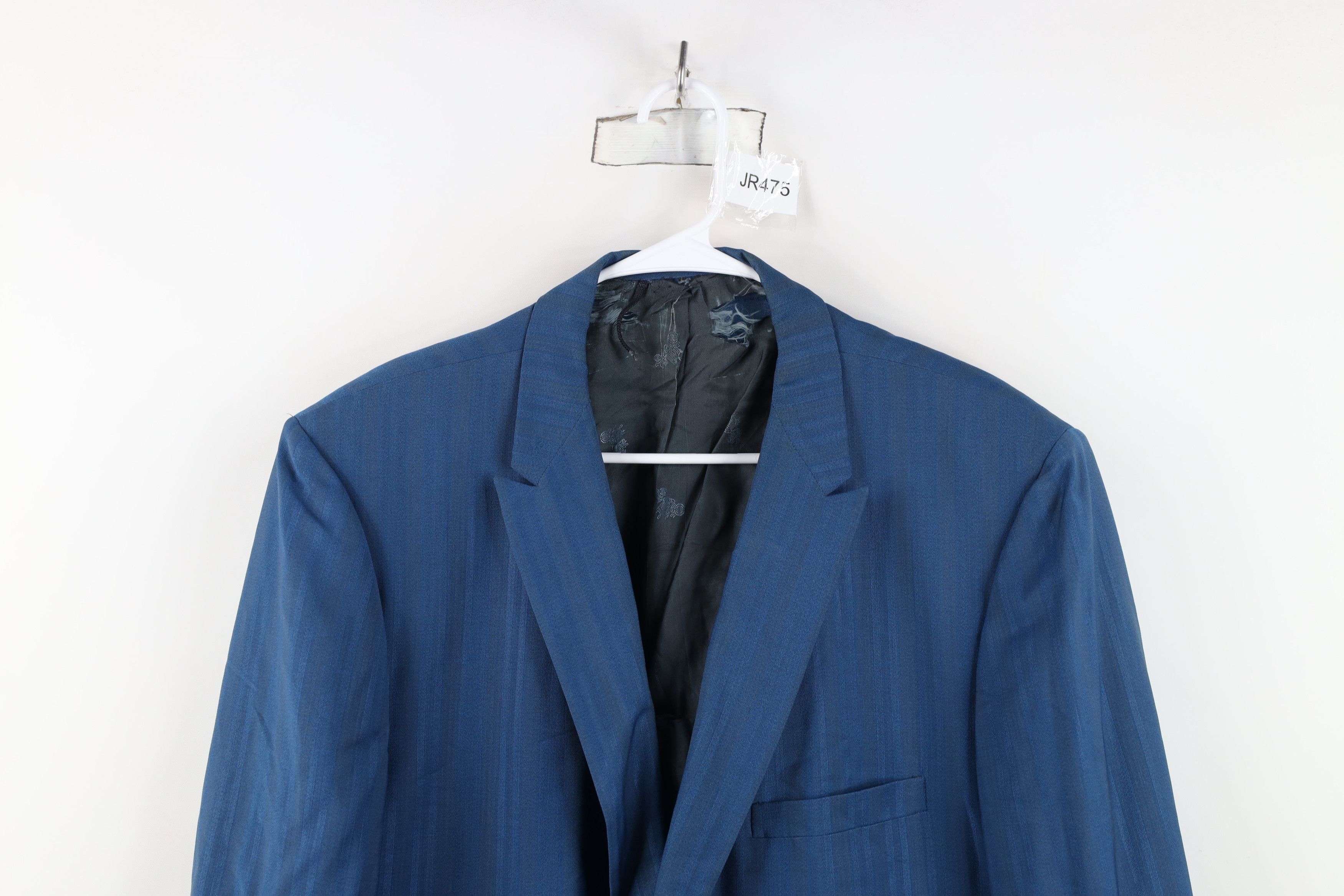 Vintage Vintage 60s 70s Streetwear Striped Wool Suit Jacket Blue Size US XL / EU 56 / 4 - 2 Thumbnail