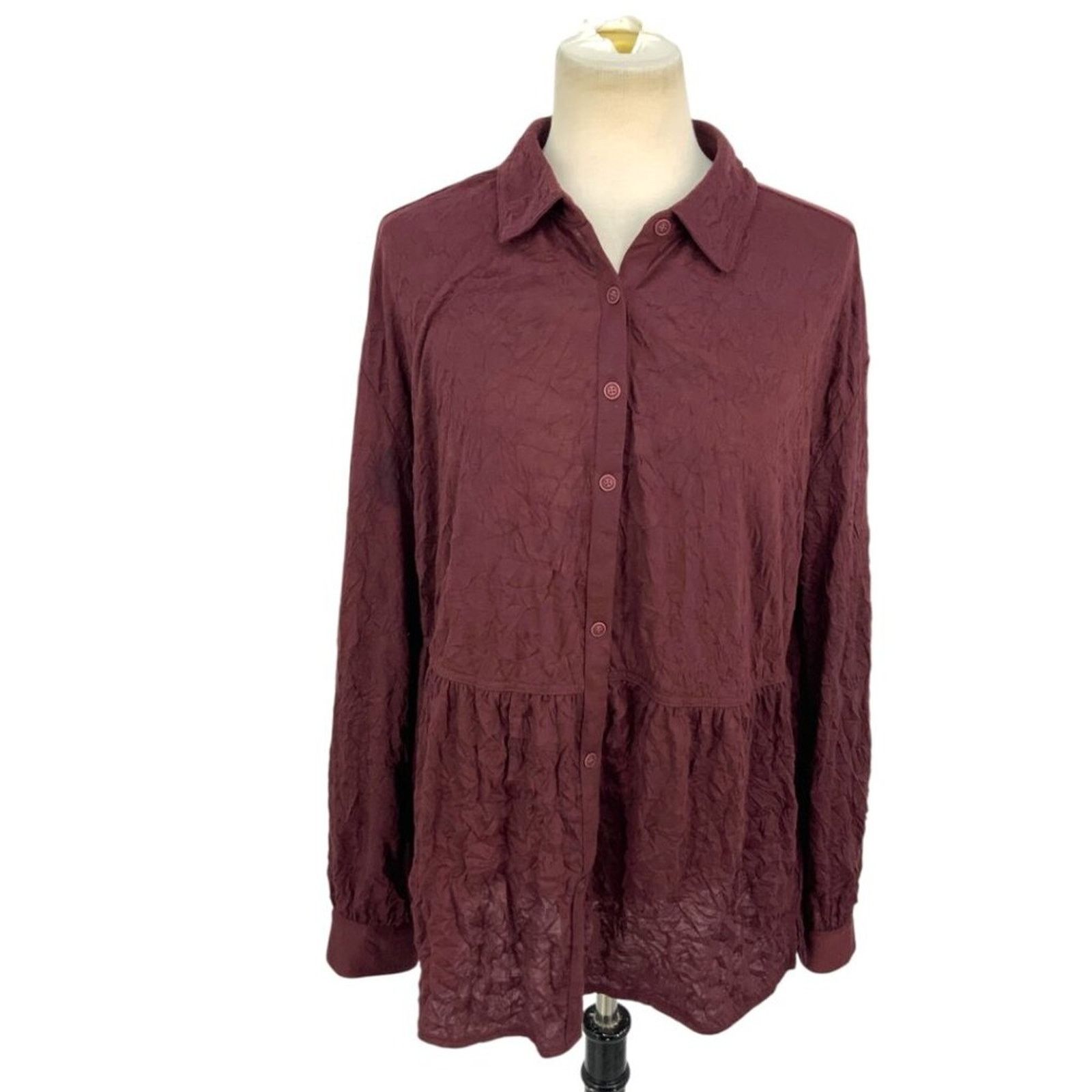 Frye Frye & Co Ruffle Peplum Knit Button Down Blouse Size Large Size L / US 10 / IT 46 - 1 Thumbnail