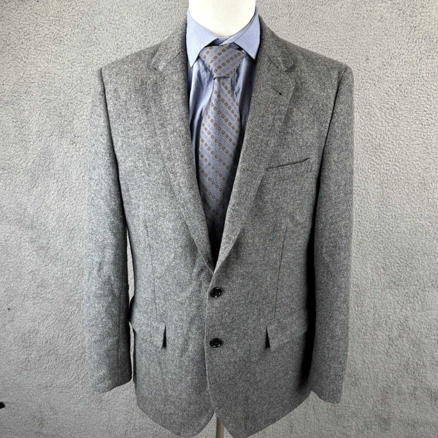 J.Crew J.CREW Blazer Wool Tweed Yorkshire Moon Ludlow Jacket 42L Mens Gray Notch Lapel Long Single-Breasted 2-Button Four-Button Dress Coat Size 42R - 2 Thumbnail