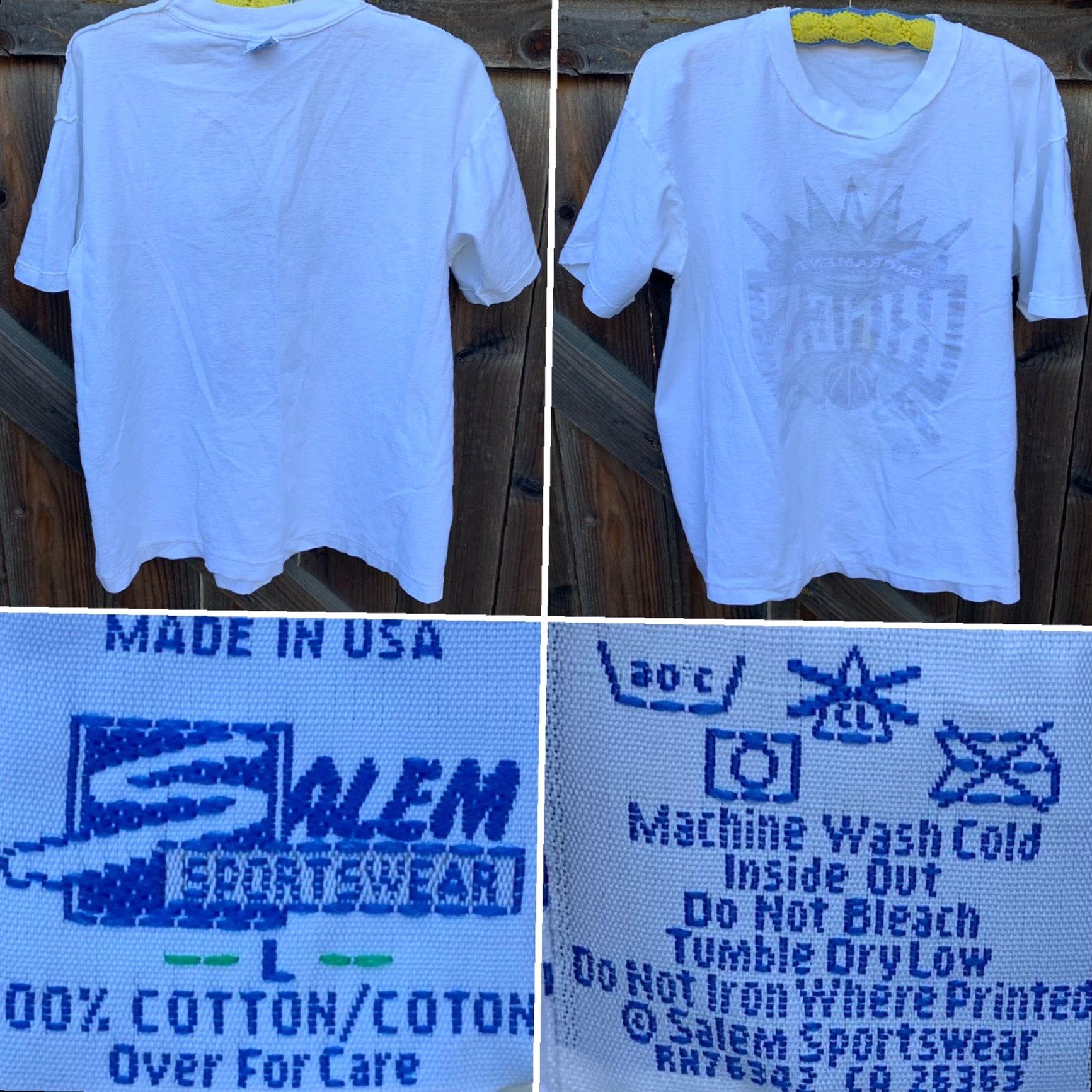 Salem Sportswear VINTAGE Sacramento Kings T-Shirt Salem Sportswear L White 1990s Mens Graphic Tee NBA Official Licensed Product Size US L / EU 52-54 / 3 - 4 Thumbnail