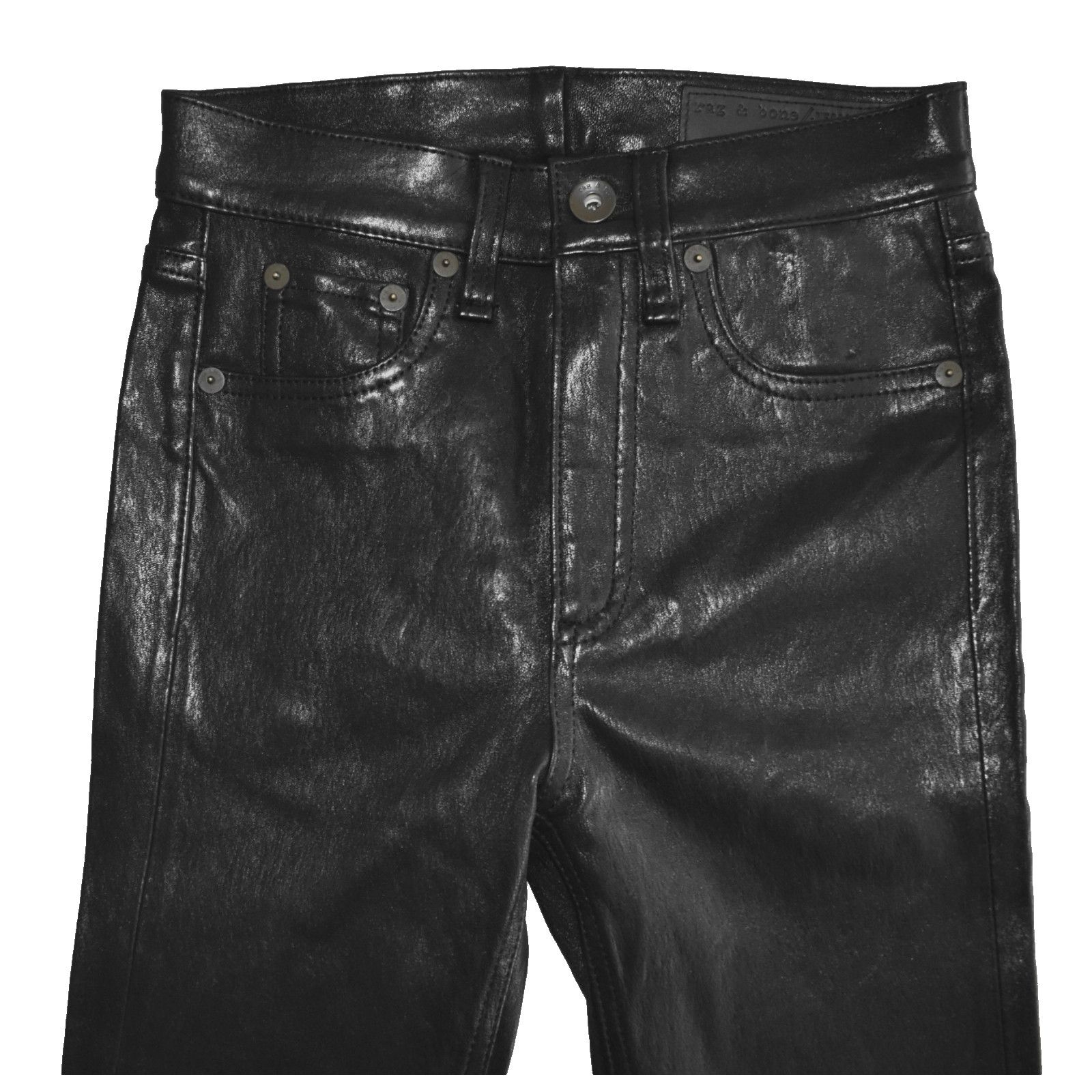 Rag & Bone RAG & BONE Black 100% Lamb Leather Slim Skinny Jeans Size 23 Size 23" - 3 Thumbnail