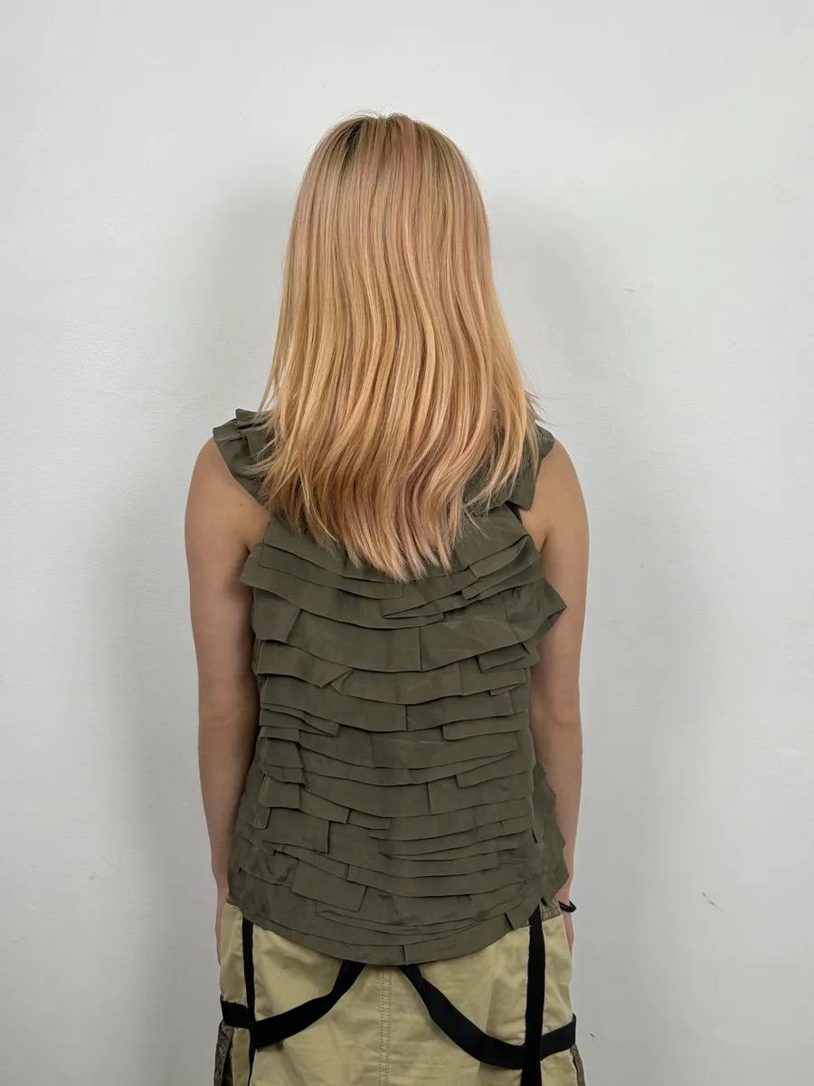 chloma SS2006 Chloé Khaki Green Relief Silk Tank Top Size S / US 4 / IT 40 - 2 Thumbnail