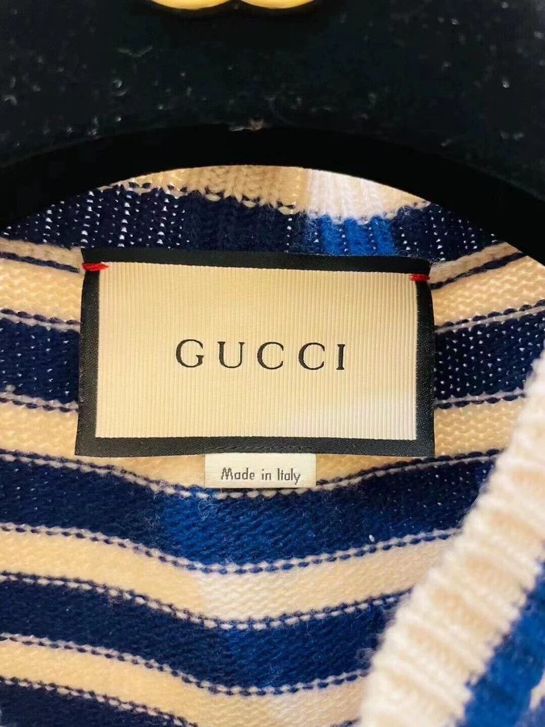 Gucci Gucci Blue and white striped tiger head embroidered pullove Size US S / EU 44-46 / 1 - 4 Thumbnail