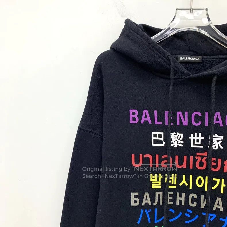 Balenciaga Balenciaga Black Logo Letter Printed Cotton Hooded Drawstr Size US S / EU 44-46 / 1 - 3 Thumbnail