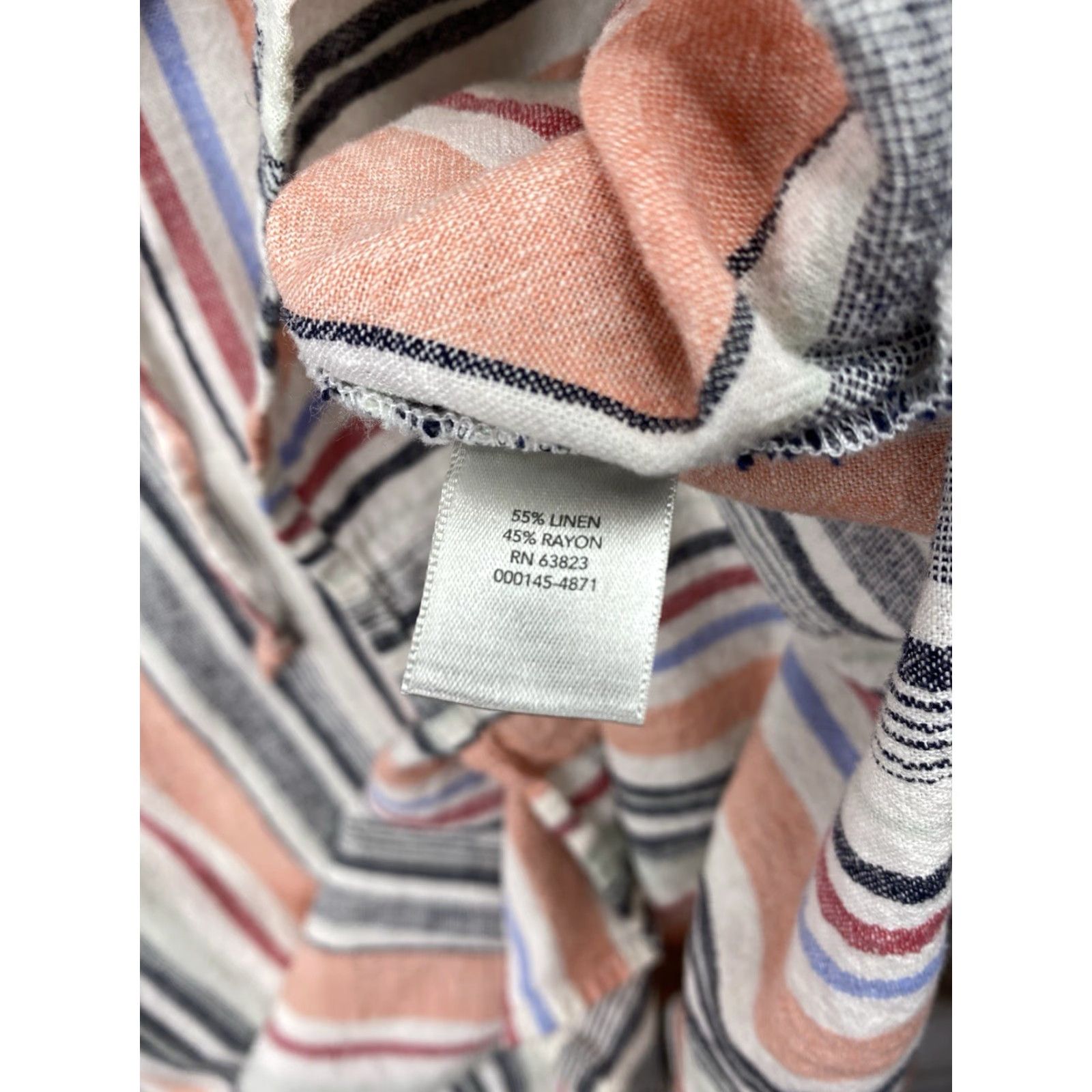 Vintage VINTAGE Christopher & Banks Dress Women's XL Multi Stripe Linen Blend Prairie Preppy Size XL / US 12-14 / IT 48-50 - 7 Thumbnail