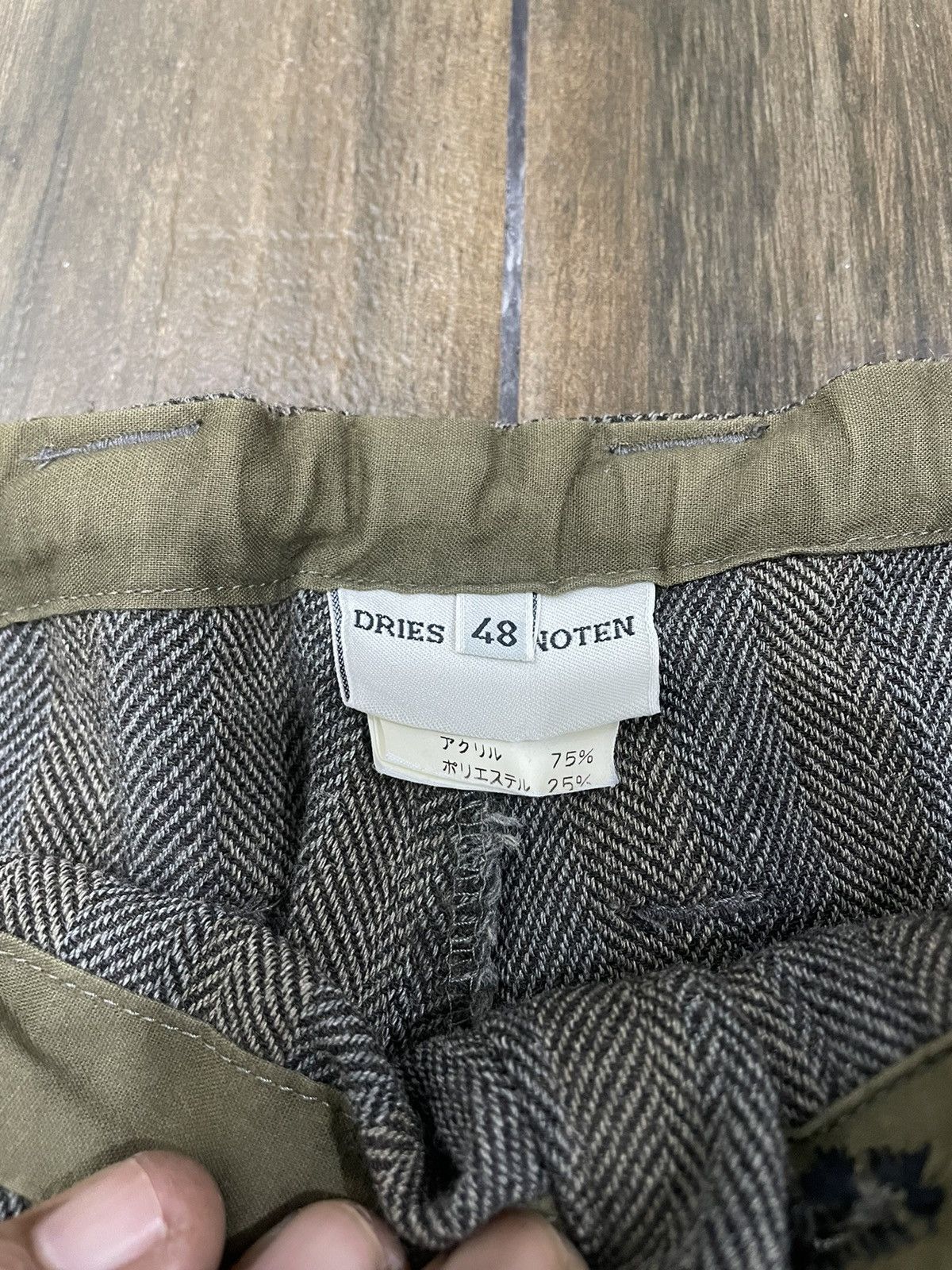 Dries Van Noten High Waist Grey Wool Herringbone Wide Cargo Pants Trousers Size US 31 - 8 Thumbnail