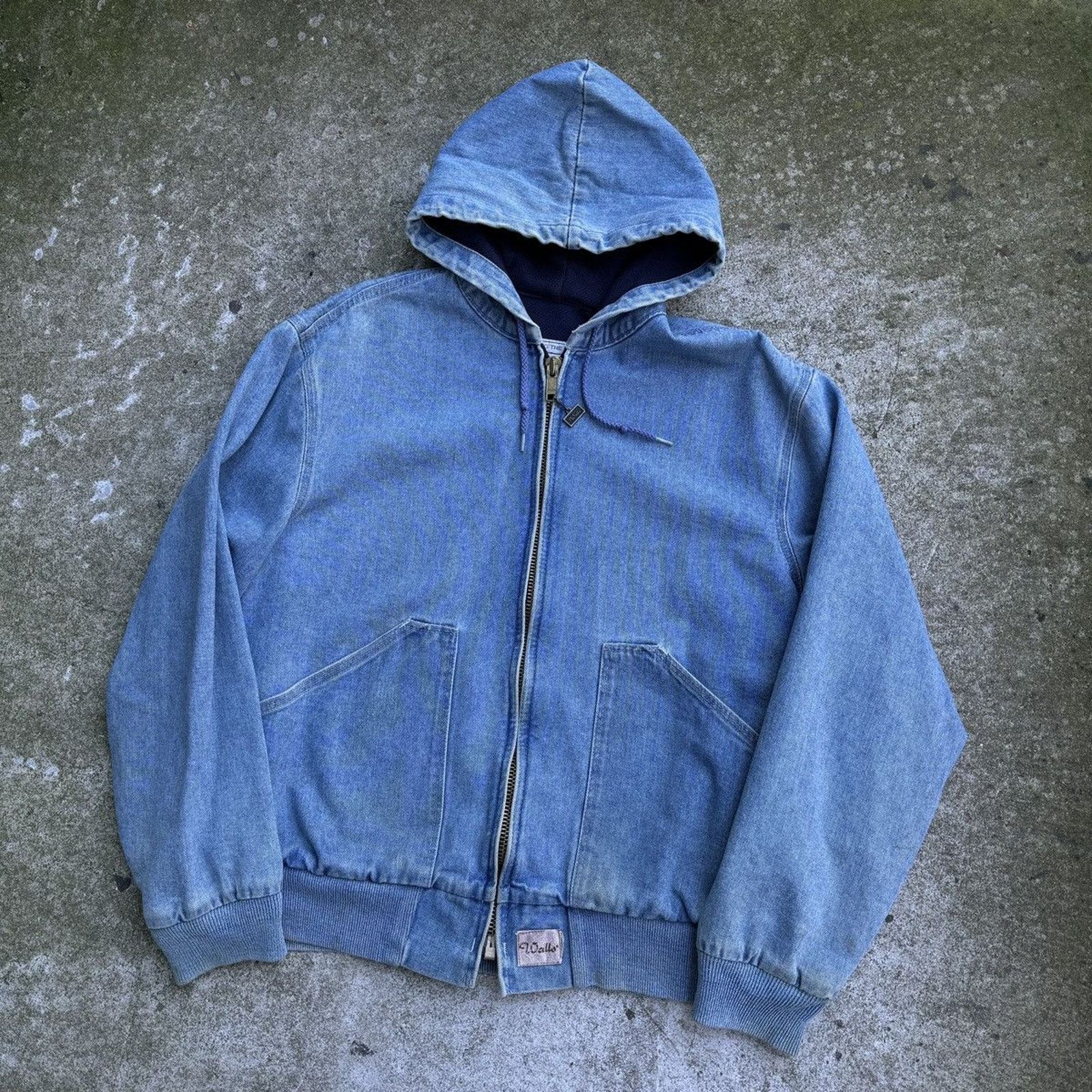 Vintage 90s Thermal Lined Denim Zip Up Work Jacket ERD Grunge Faded Size US L / EU 52-54 / 3 - 3 Thumbnail