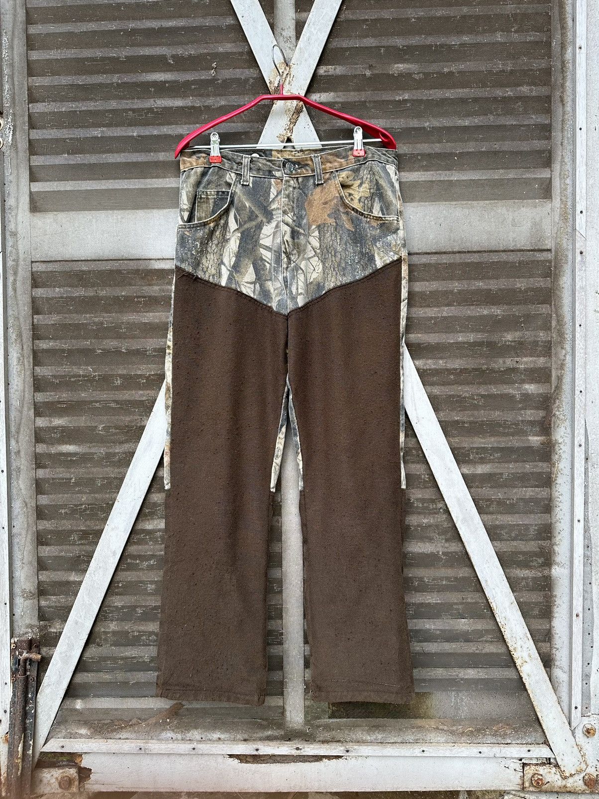 Wrangler 👹Vintage THRASHED WRANGLER PRO GEAR CAMO BAGGY JEANS Size US 31 - 2 Thumbnail