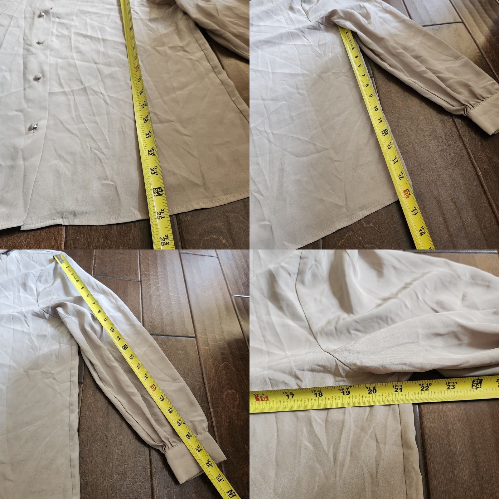 Lee Lauren Lee Blouse Women's Beige High Neck Button Long Sleeve Size 14 Regular 14 Solid Pattern Travel Business Cocktail Party Casual Size XL / US 12-14 / IT 48-50 - 8 Thumbnail