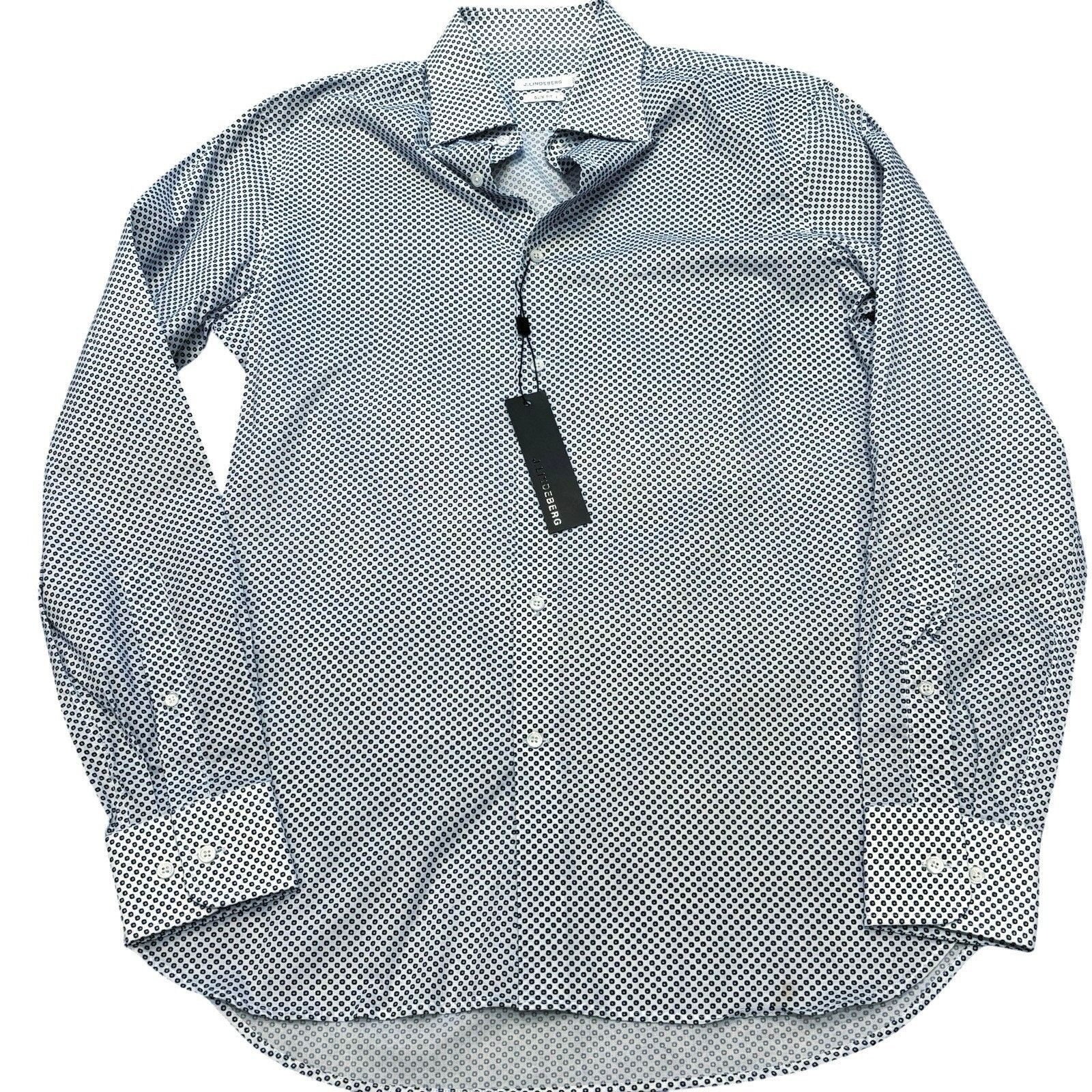 J.Lindeberg J.Lindeberg Slim Fit Shirt Medium White Blue Micro Medallion Size US M / EU 48-50 / 2 - 1 Thumbnail