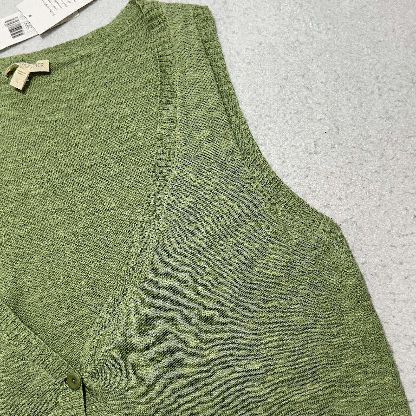 Eileen Fisher Eileen Fisher Large Linen Slub Cardigan Sweater Green Size L / US 10 / IT 46 - 5 Thumbnail