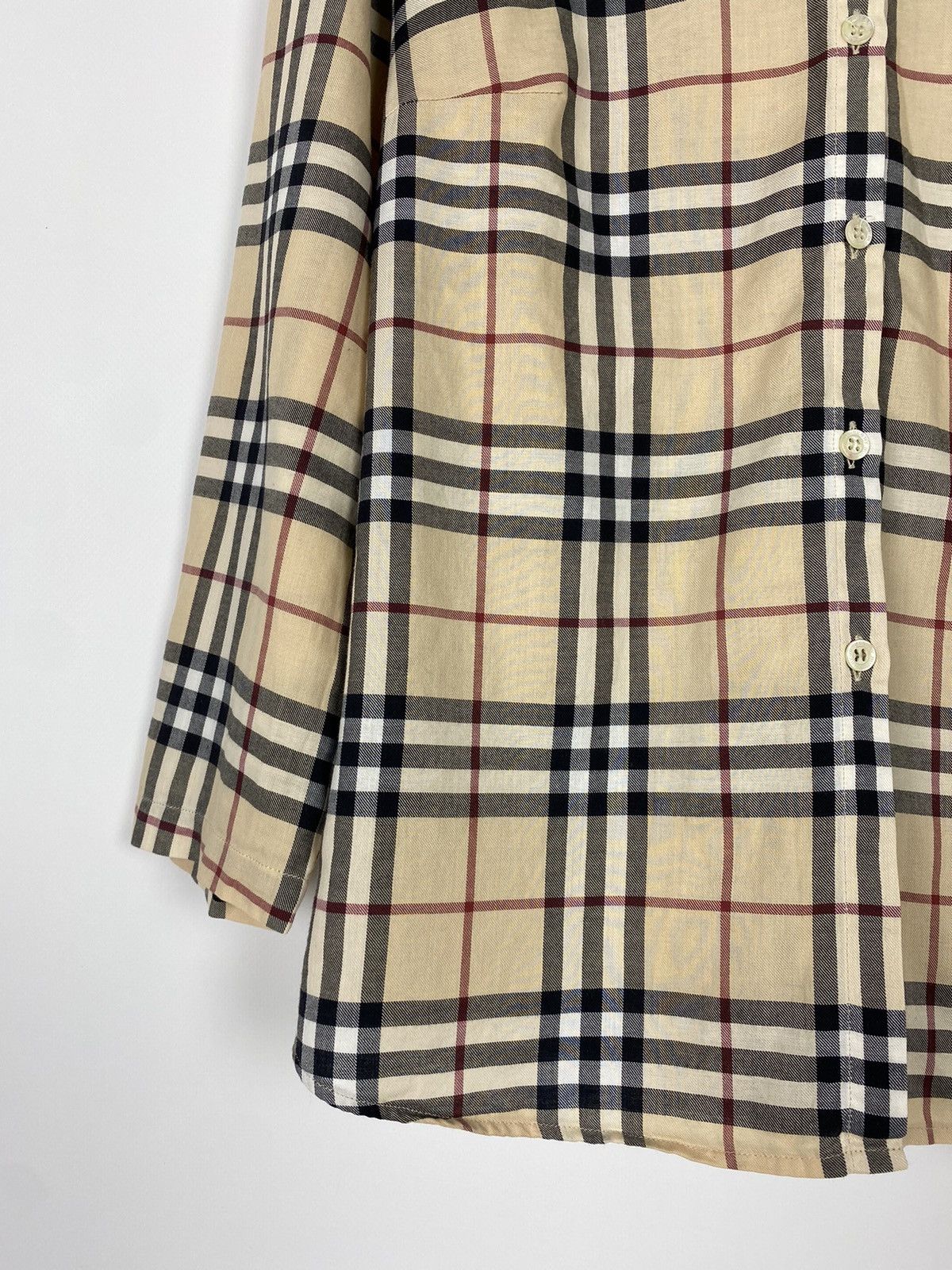 Burberry 1990s Vintage Burberry London Nova Check 3/4 Button Up Shirt Size L / US 10 / IT 46 - 8 Thumbnail