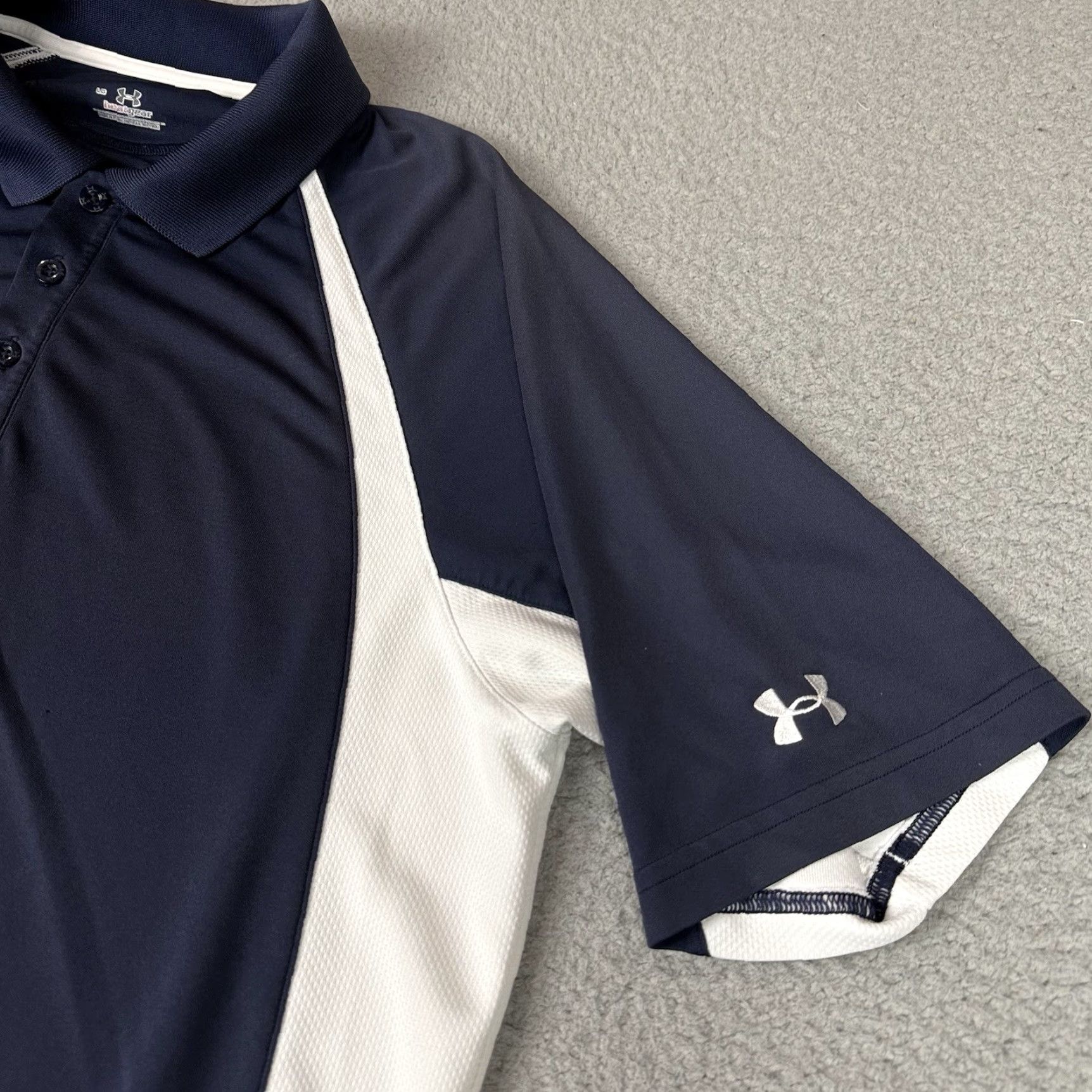 Under Armour VINTAGE Under Armour Polo Shirt Adult L Blue Heatgear Stretch Golf Relaxed Navy L Mens Size US L / EU 52-54 / 3 - 3 Thumbnail