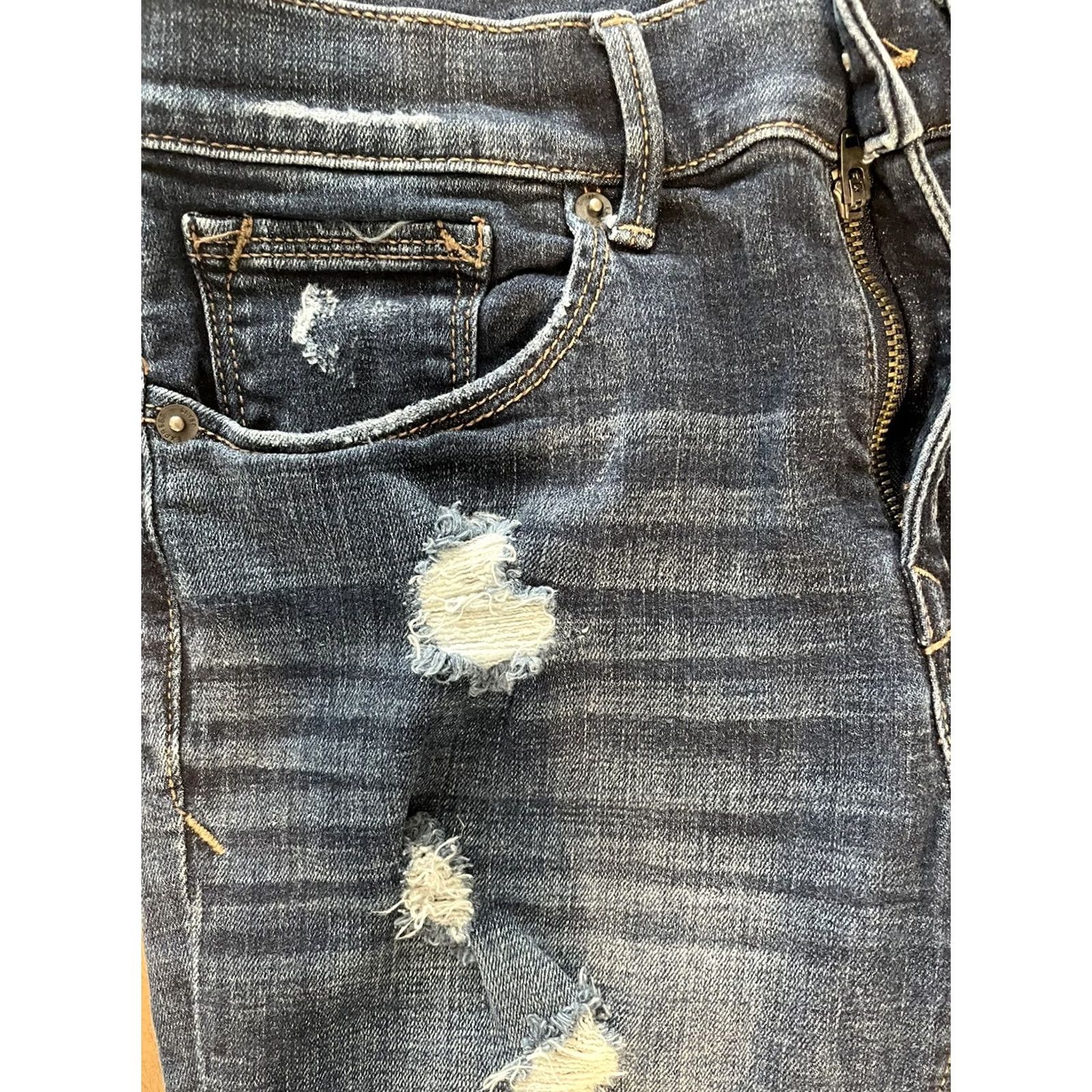 Express Express Jeans Womens 4 28x25 Mia Mid Rise Ankle Cuff Distressed Skinny Denim Jeans Size 28" / US 6 / IT 42 - 7 Thumbnail