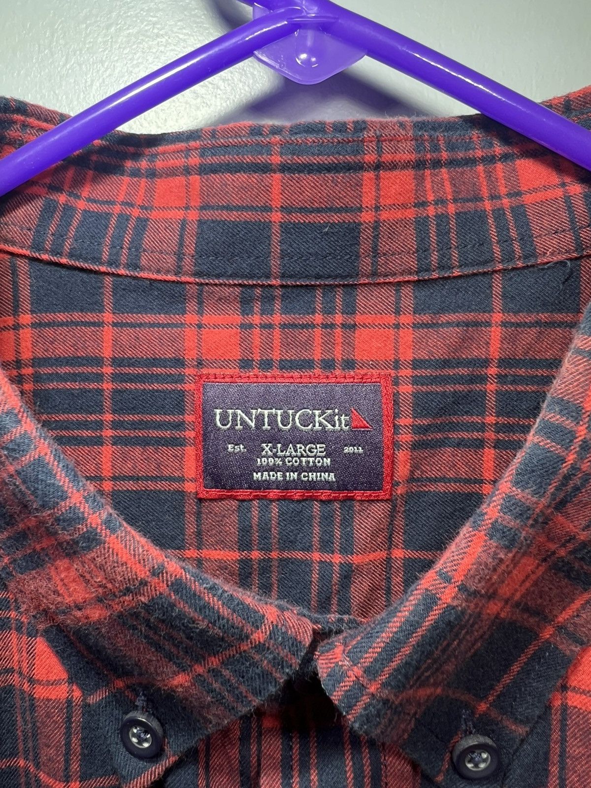 UNTUCKit UNTUCKit Shirt Mens XL Red Plaid Wrinkle Free Lumberjack Size US XL / EU 56 / 4 - 3 Thumbnail