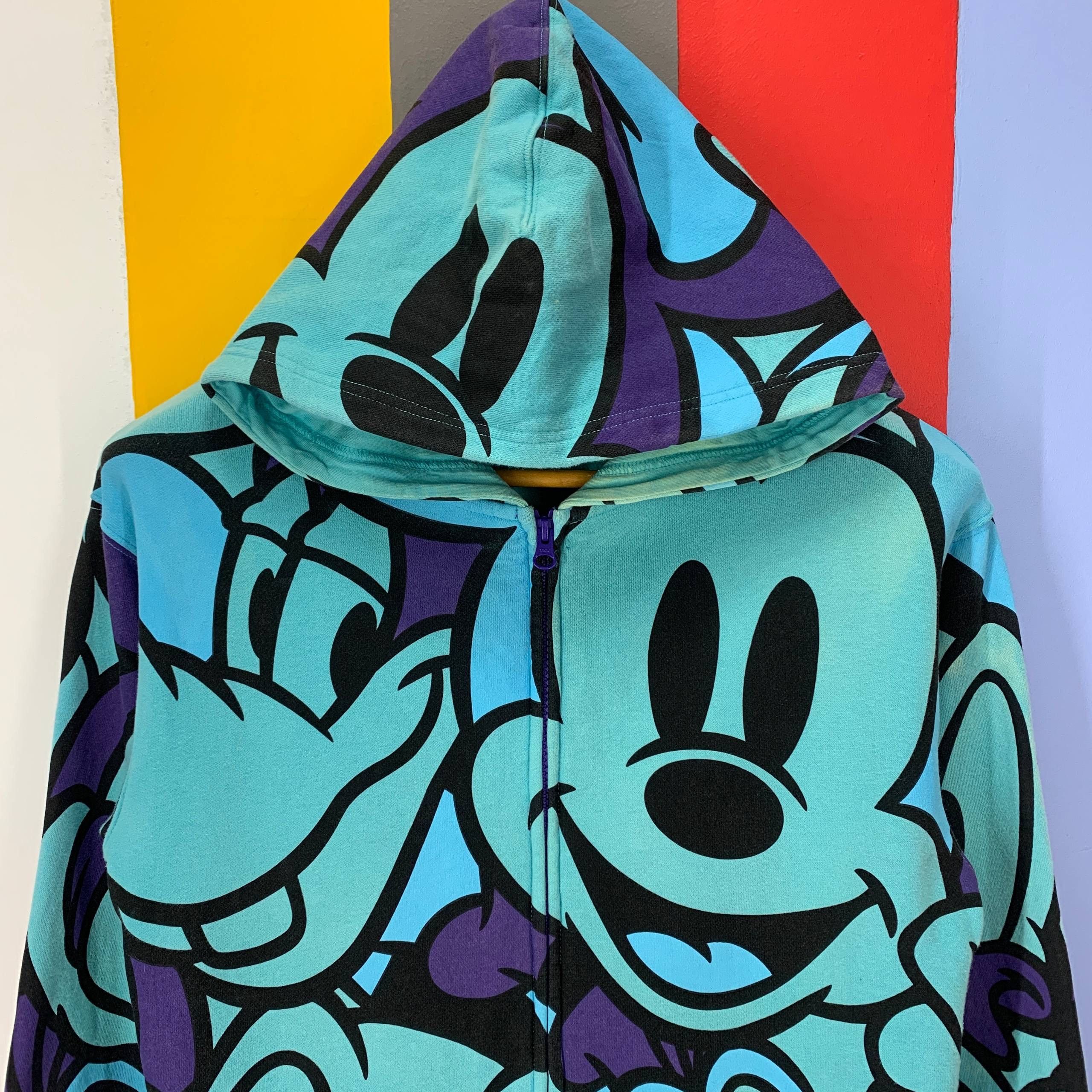 Disney Vintage MICKEY MOUSE Full Print Hoodie #2578/V Size US M / EU 48-50 / 2 - 2 Thumbnail