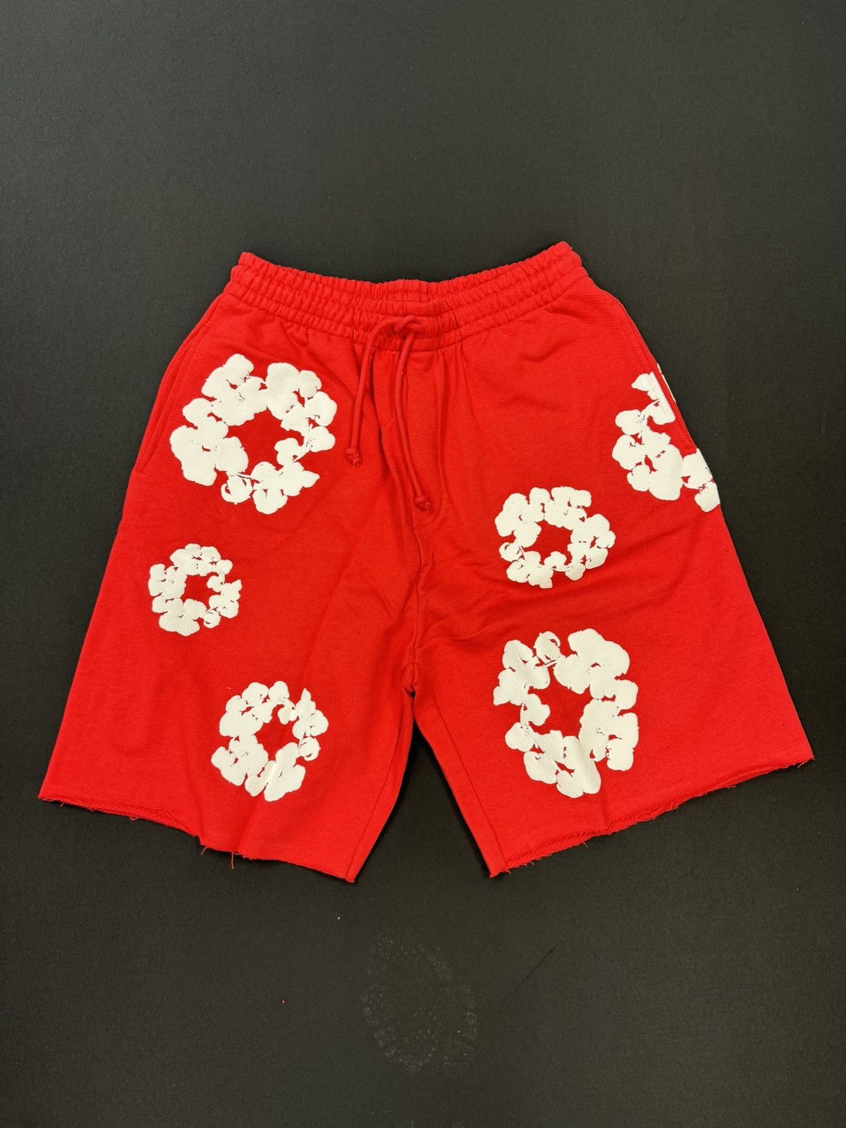 image of Denim Tears The Cotton Wreath Red Sweat Shorts, Men's (Size 32)