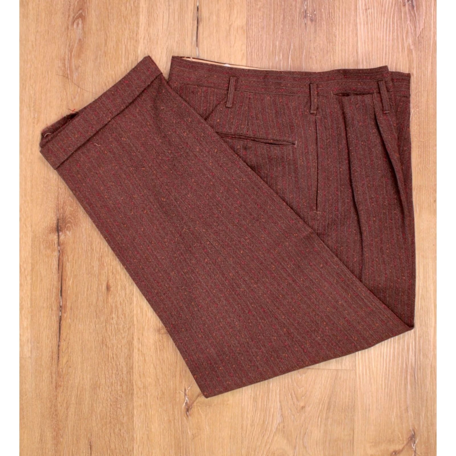 Vintage VINTAGE Men's VTG 1948 Brown and Red Flecked 2 PC Wool 3 Button Suit Sz M 1940s 40s Size 34R - 6 Thumbnail