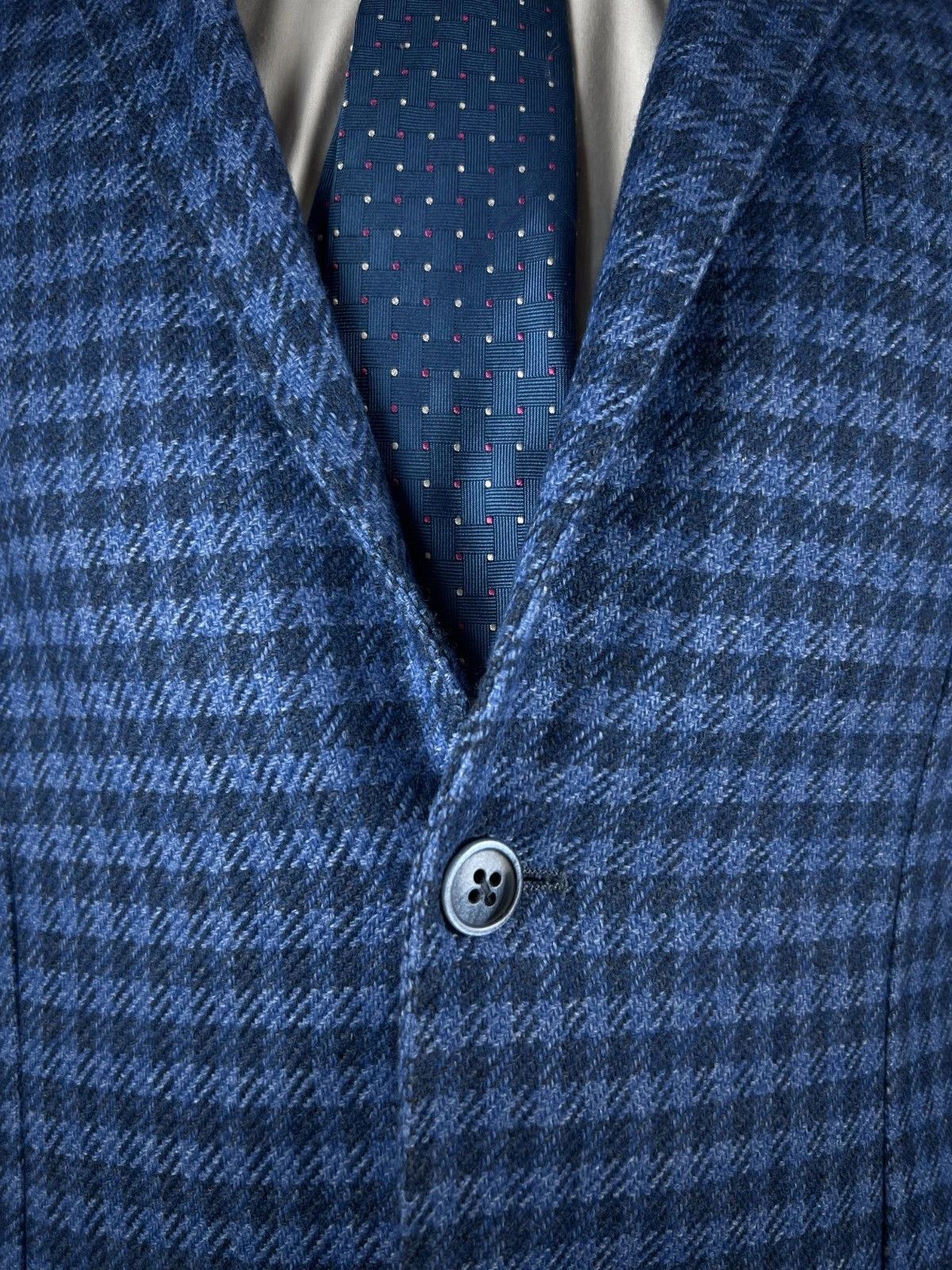 Boggi Milano Check Unlined Wool Blend Patch Pocket Blazer