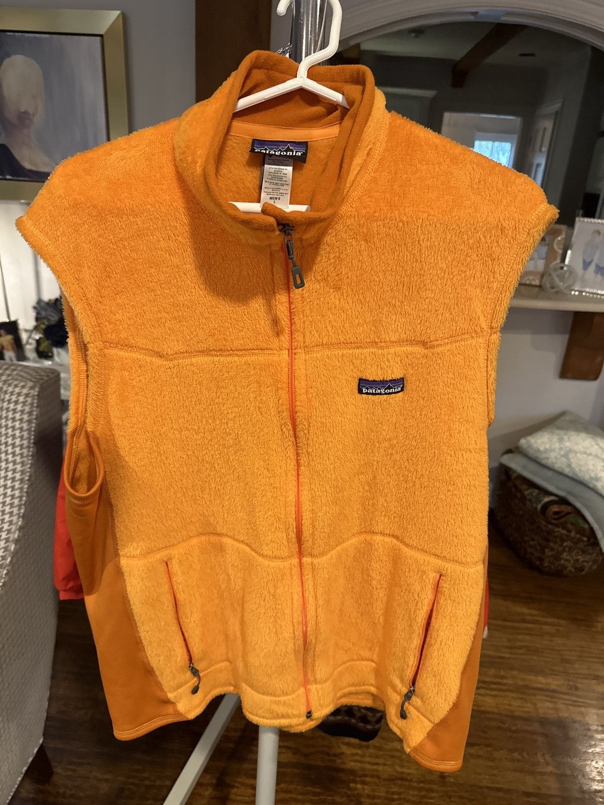 image of Patagonia Furry Vest in Orange, Men's (Size Large)