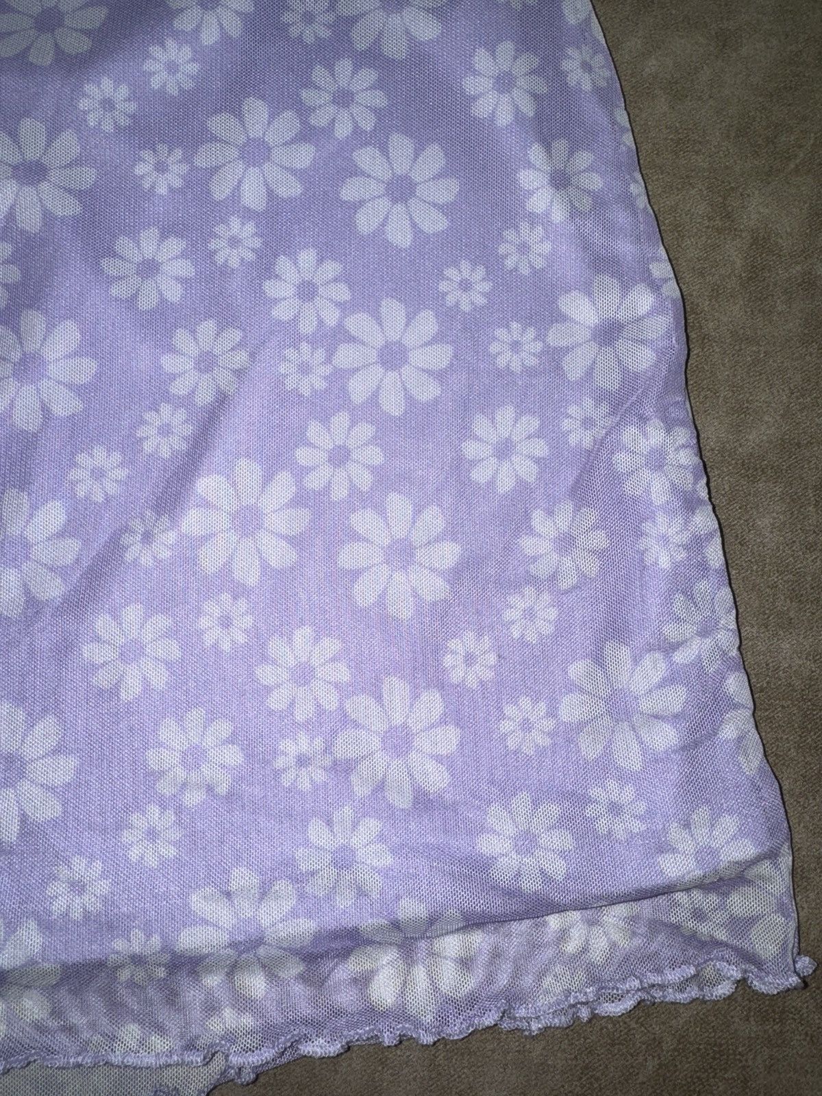 Other Art Class Mini Skirt Lavender White Flowers Size XXL Mesh Size 24" / US 00 / IT 34 - 3 Thumbnail