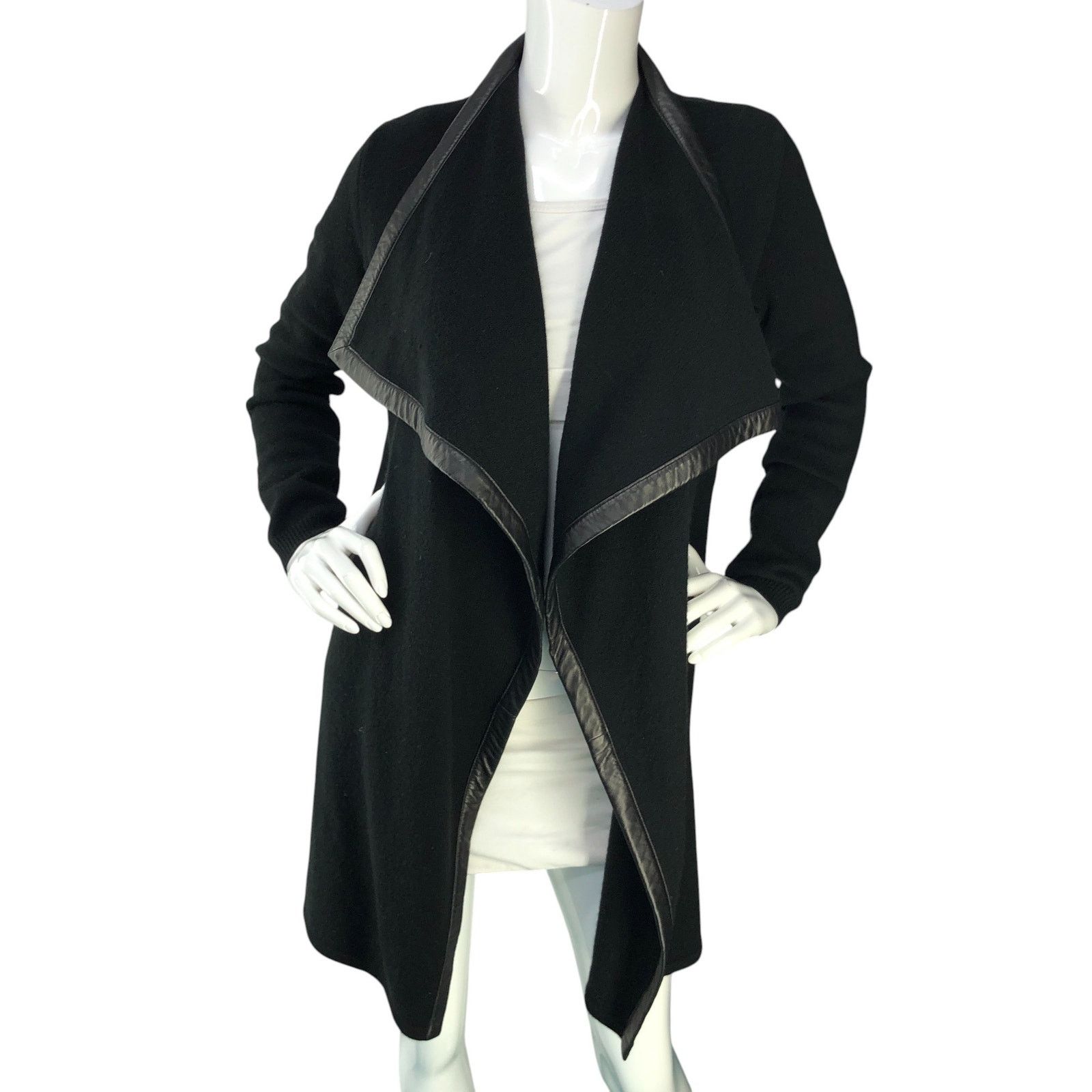 Ralph Lauren Black Label Ralph Lauren Size S Open Cardigan Cashmere Lamb Leather Trim Size S / US 4 / IT 40 - 11 Thumbnail