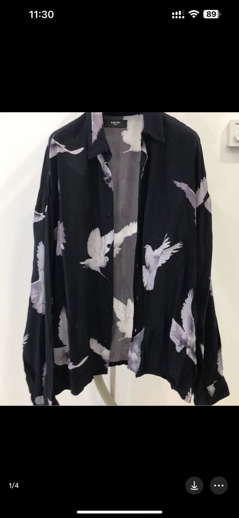 Amiri Silk acetate and peace pigeon long-sleeved shirt 2501