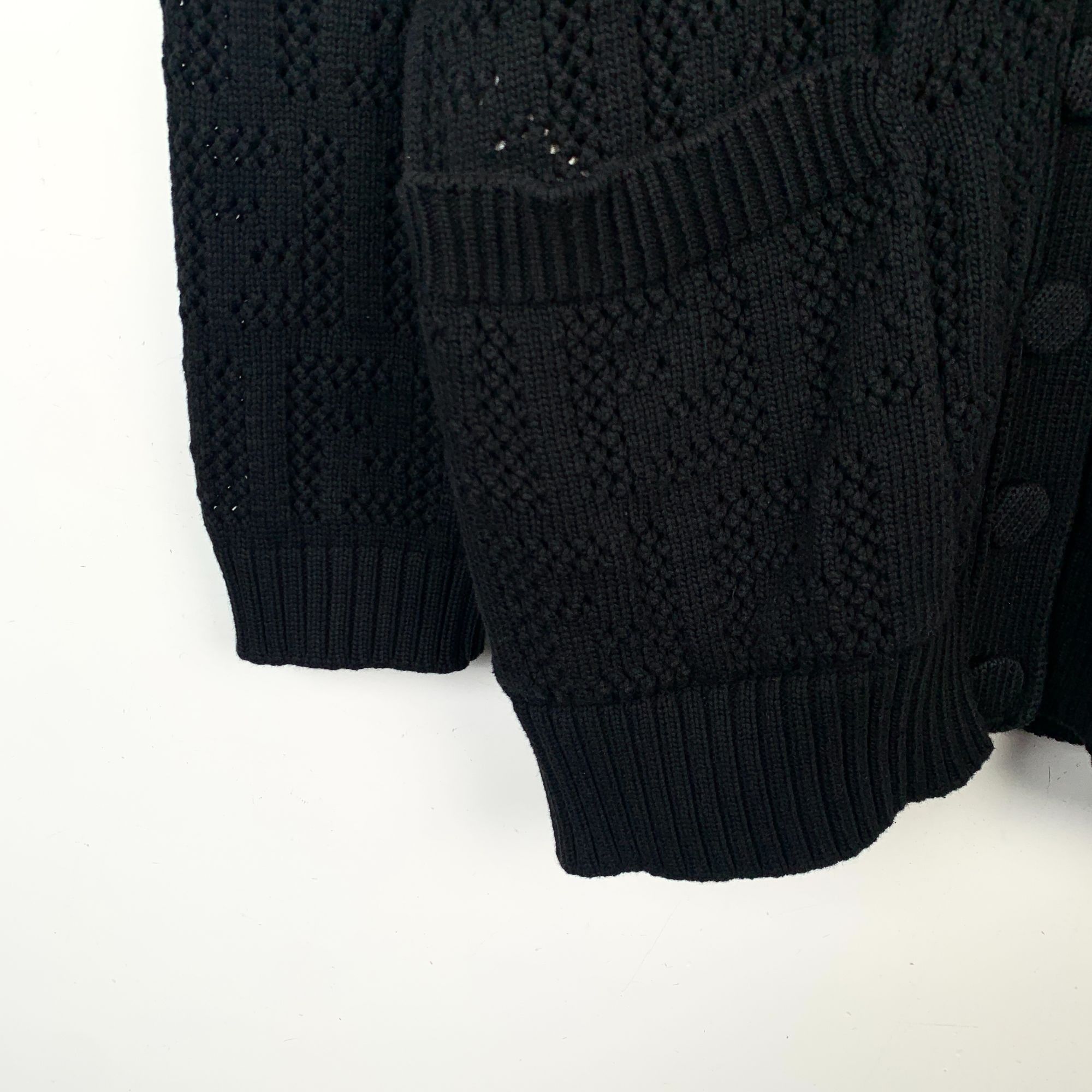 Fendi Fendi Black Logo Monogram V-Neck Cotton Knit Cardigan (Size Size US S / EU 44-46 / 1 - 4 Thumbnail