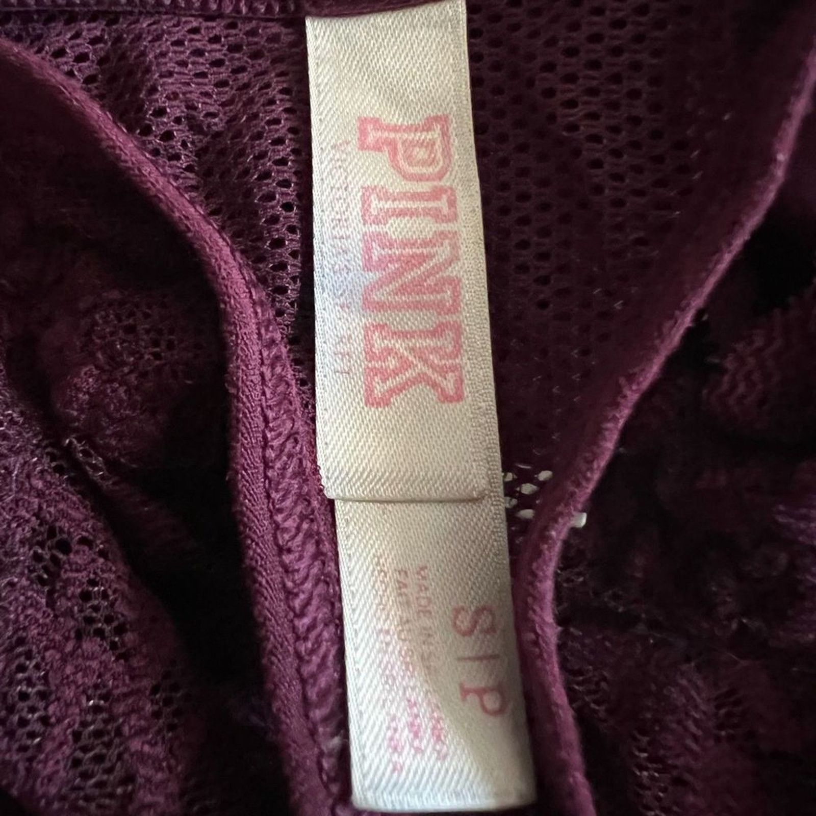 Victoria's Secret VICTORIA'S SECRET PINK Burgandy Lace Racerback Bralette, S Size ONE SIZE - 5 Thumbnail
