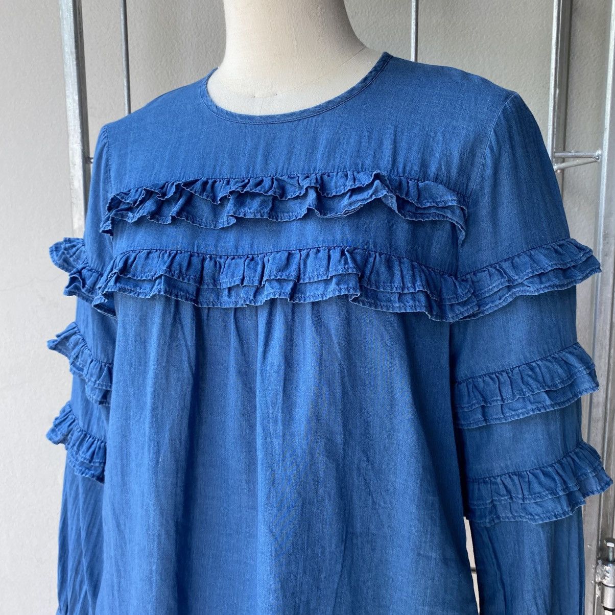 J.Crew J.CREW Blue Ruffled Long-Sleeve Blouse Size XS / US 0-2 / IT 36-38 - 11 Thumbnail