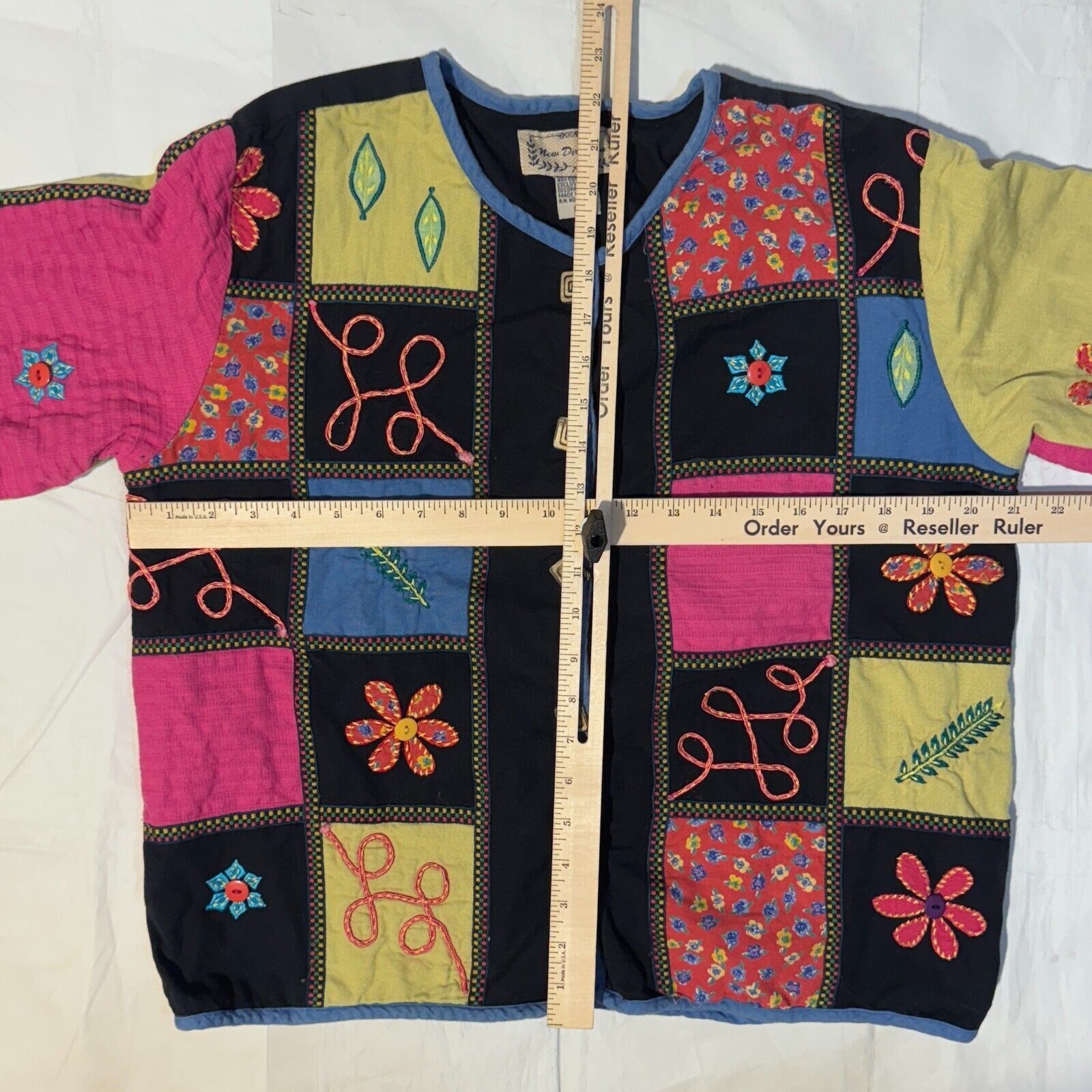 Vintage New Direction Embroidered Patchwork Jacket - M Linen Blend A Size M / US 6-8 / IT 42-44 - 5 Thumbnail