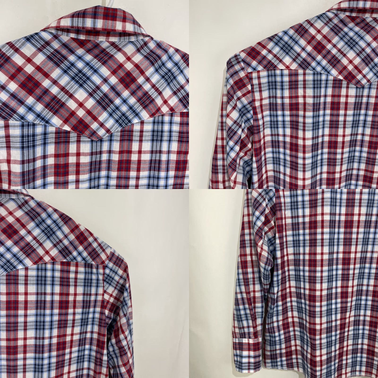 Wrangler Wrangler Shirt 2XL Red Blue White Plaid Western Rodeo Pearl Snap Button Cowboy Shirt Mens 2XL Red Plaid Western Wear Wrangler Size US XXL / EU 58 / 5 - 9 Thumbnail