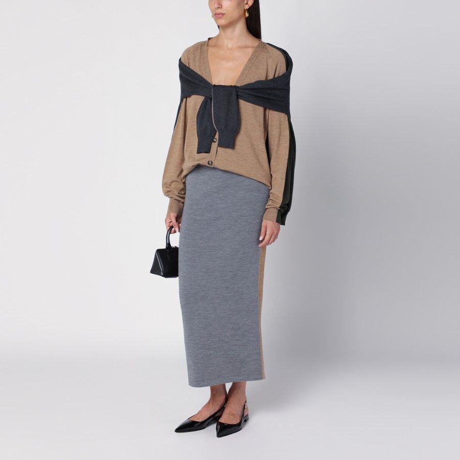 Moschino o1d2blof0924 Deconstructed Cardigan in Beige & Grey Size M / US 6-8 / IT 42-44 - 2 Thumbnail